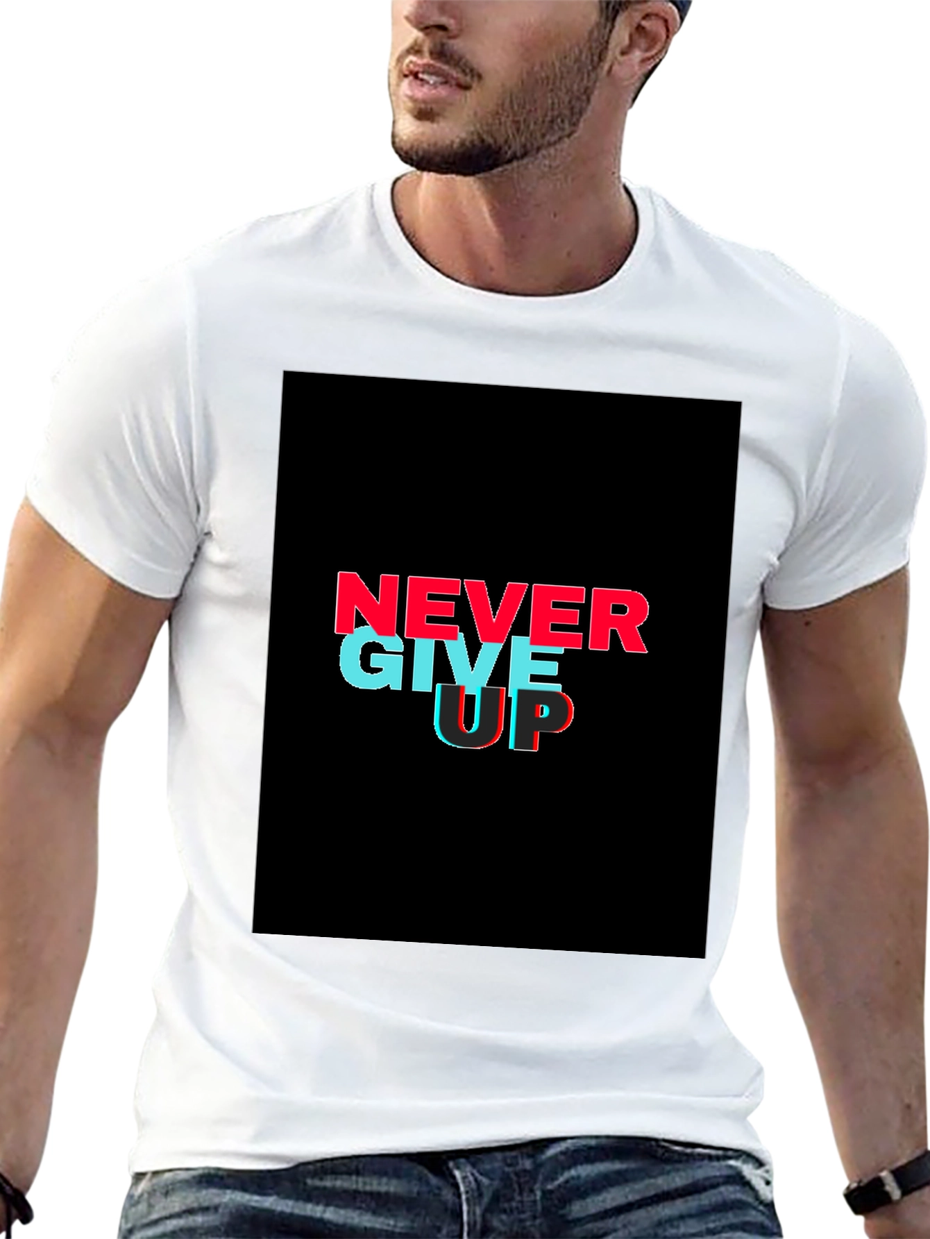 Black Never Give Up Graphic Tee - Black view 13