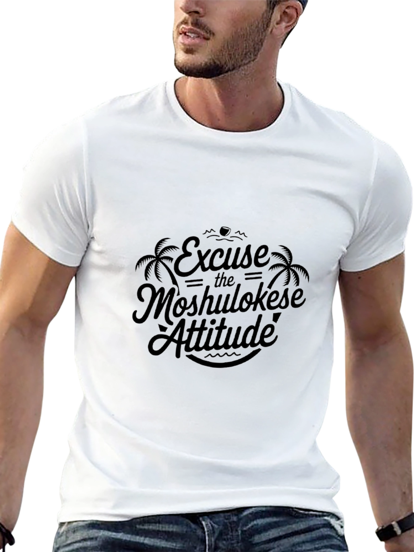 Black Excuse the Moshulokese Attitude Graphic T-Shirt view 13