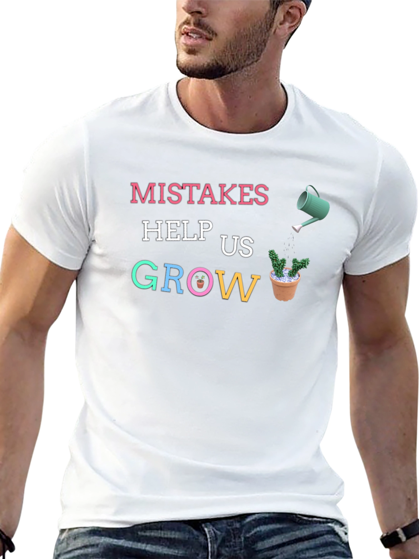 Black Mistakes Help Us Grow Funny Graphic T-Shirt view 13