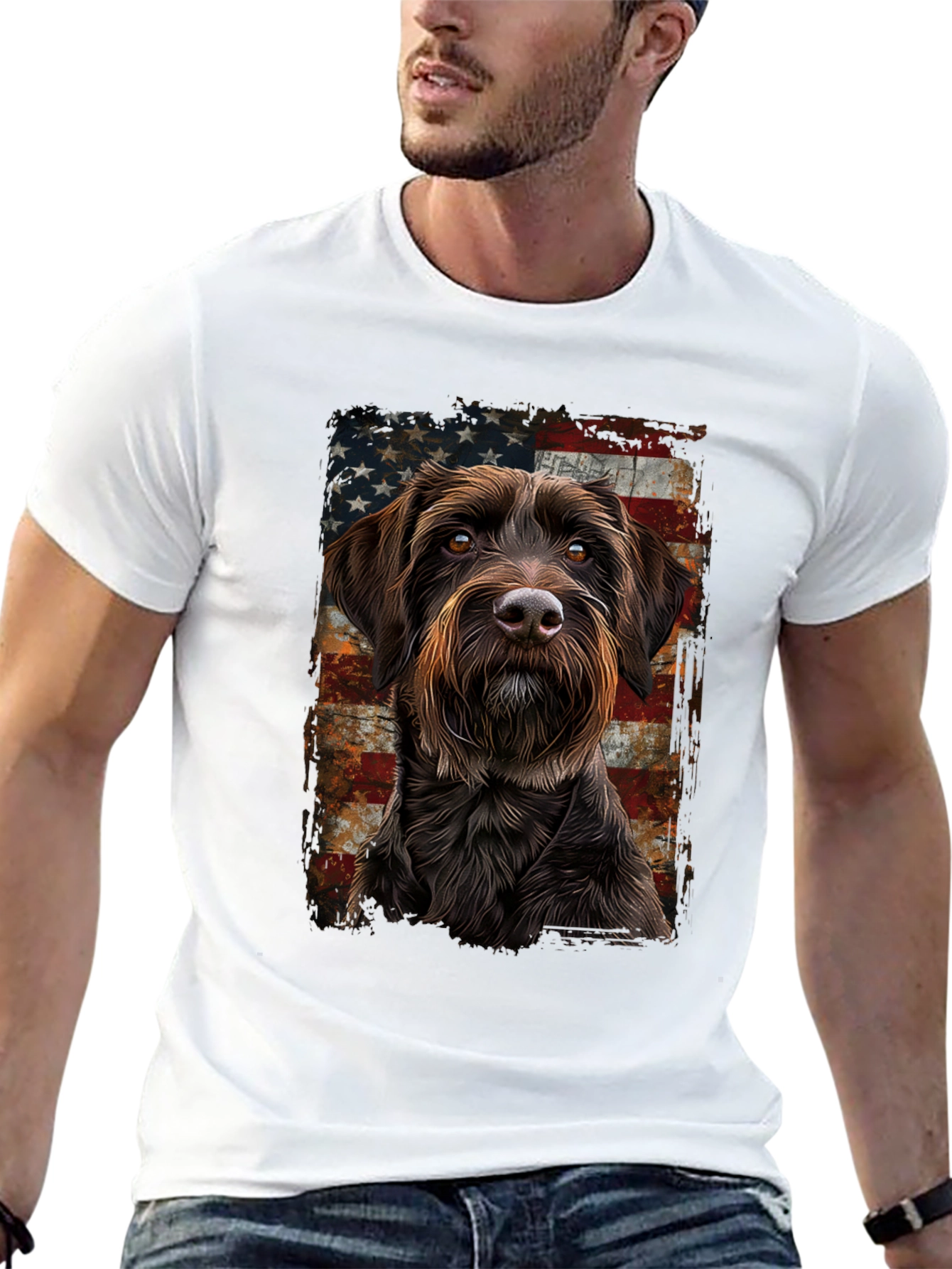 Black Dog Breed American Flag T-Shirt view 13
