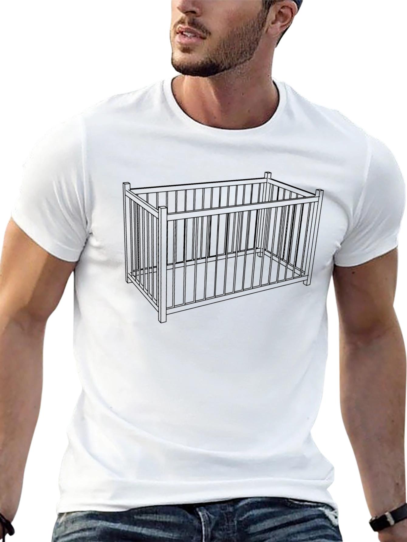 Black Caged T-Shirt - Novelty Graphic Tee view 13