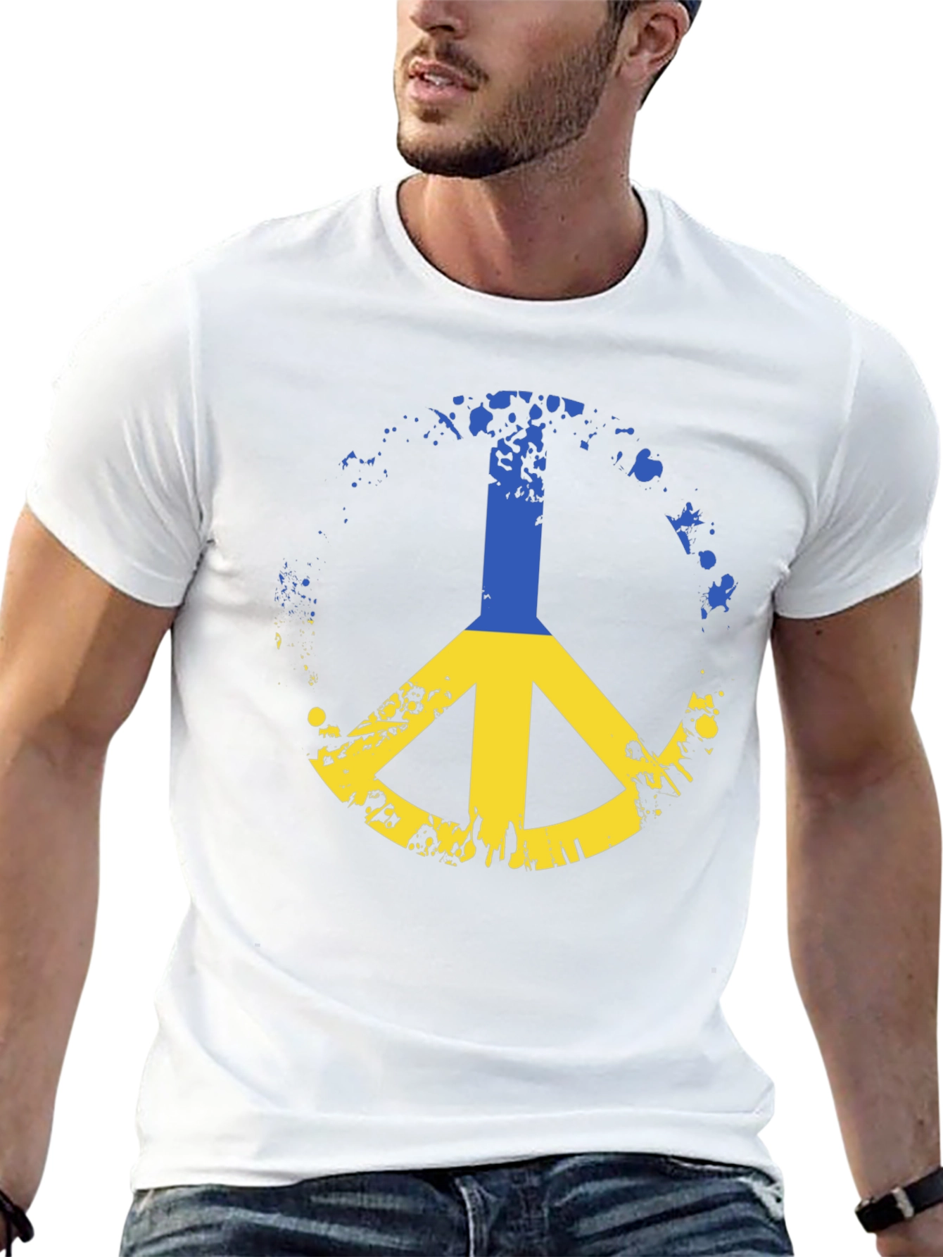Black Ukraine Peace Sign Black T-Shirt view 13