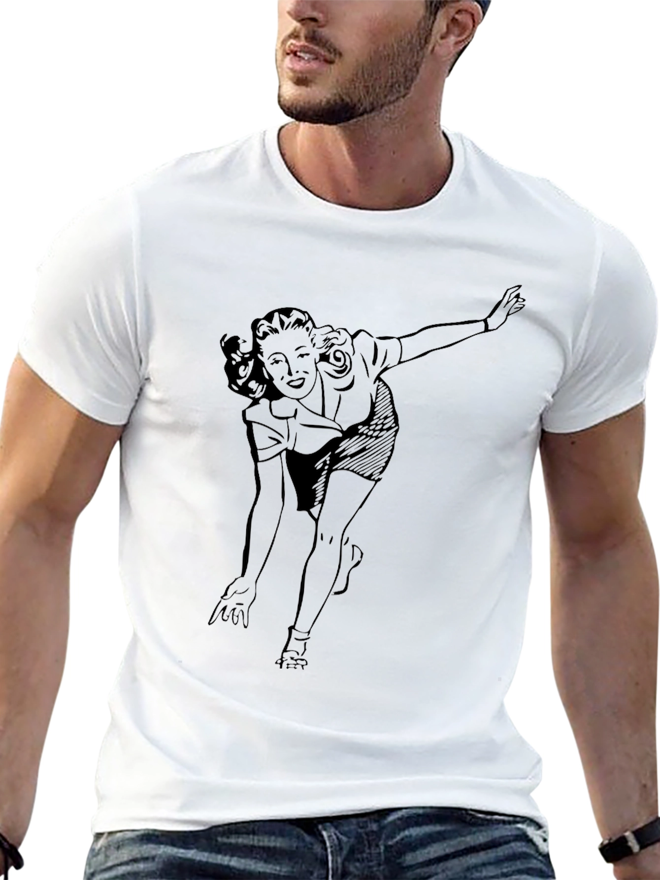 Black Retro Bowling Gal Graphic T-Shirt - Black view 13