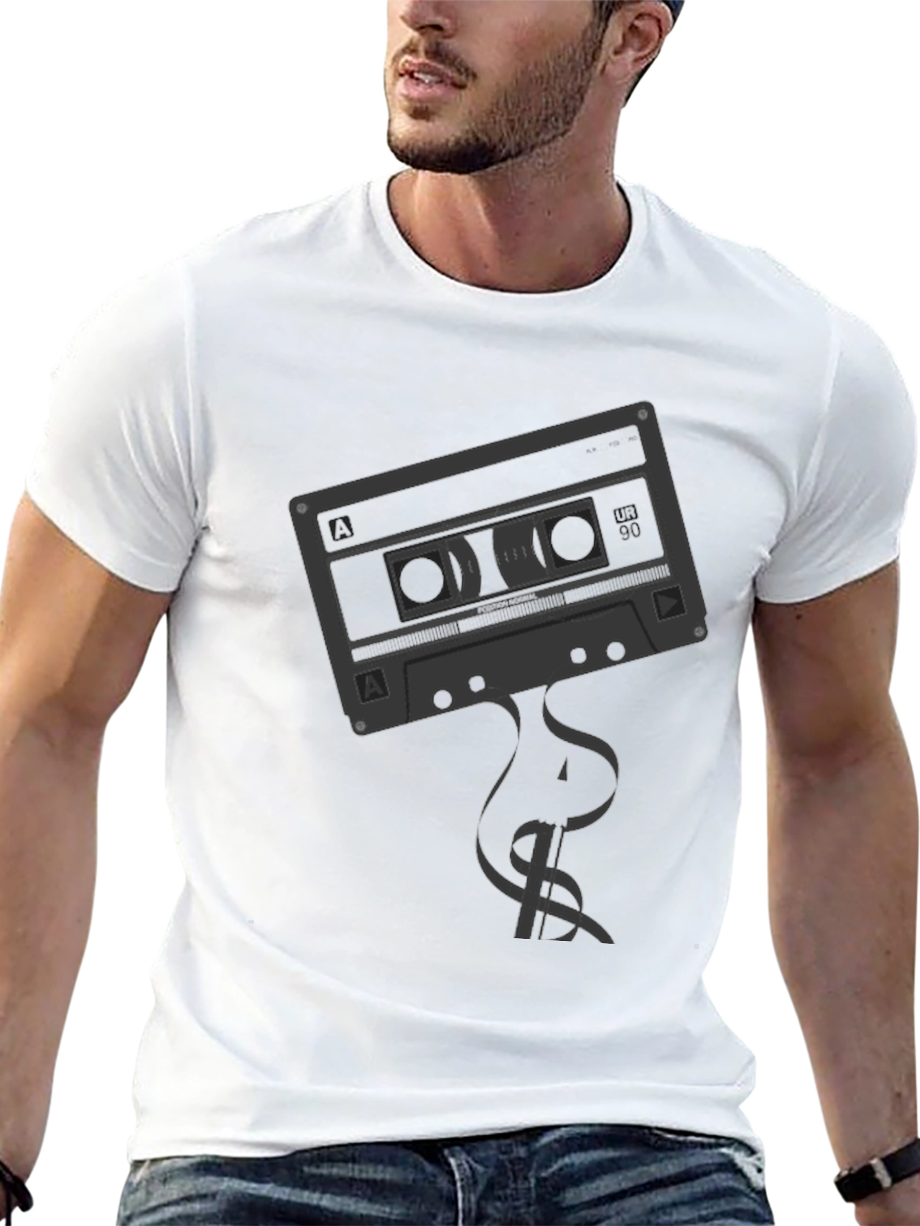 Black Retro Cassette Tape Graphic T-Shirt - Vintage Style view 13