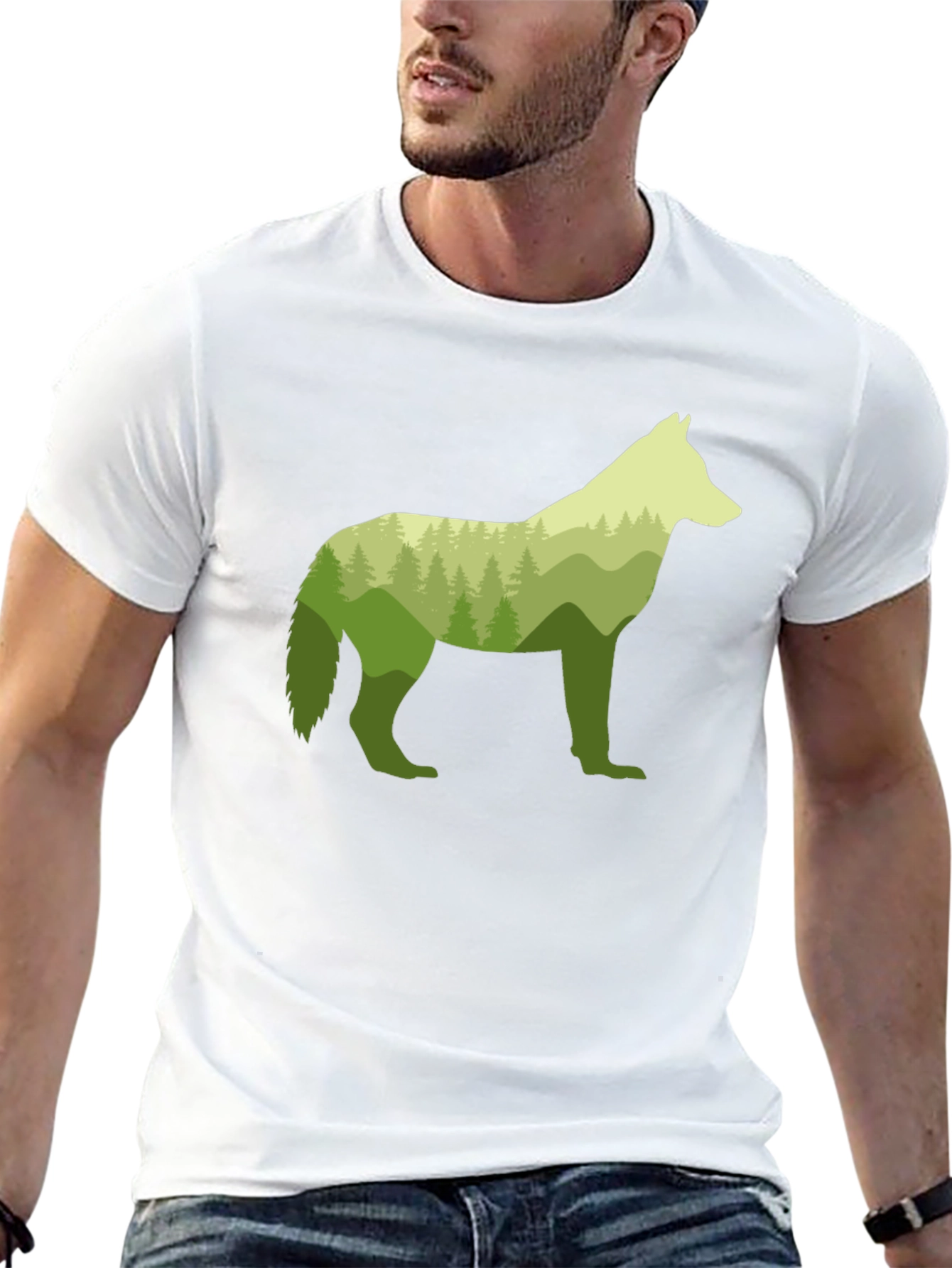 Nature Wolf Graphic Tee - Stylish Men's Black T-Shirt - 13