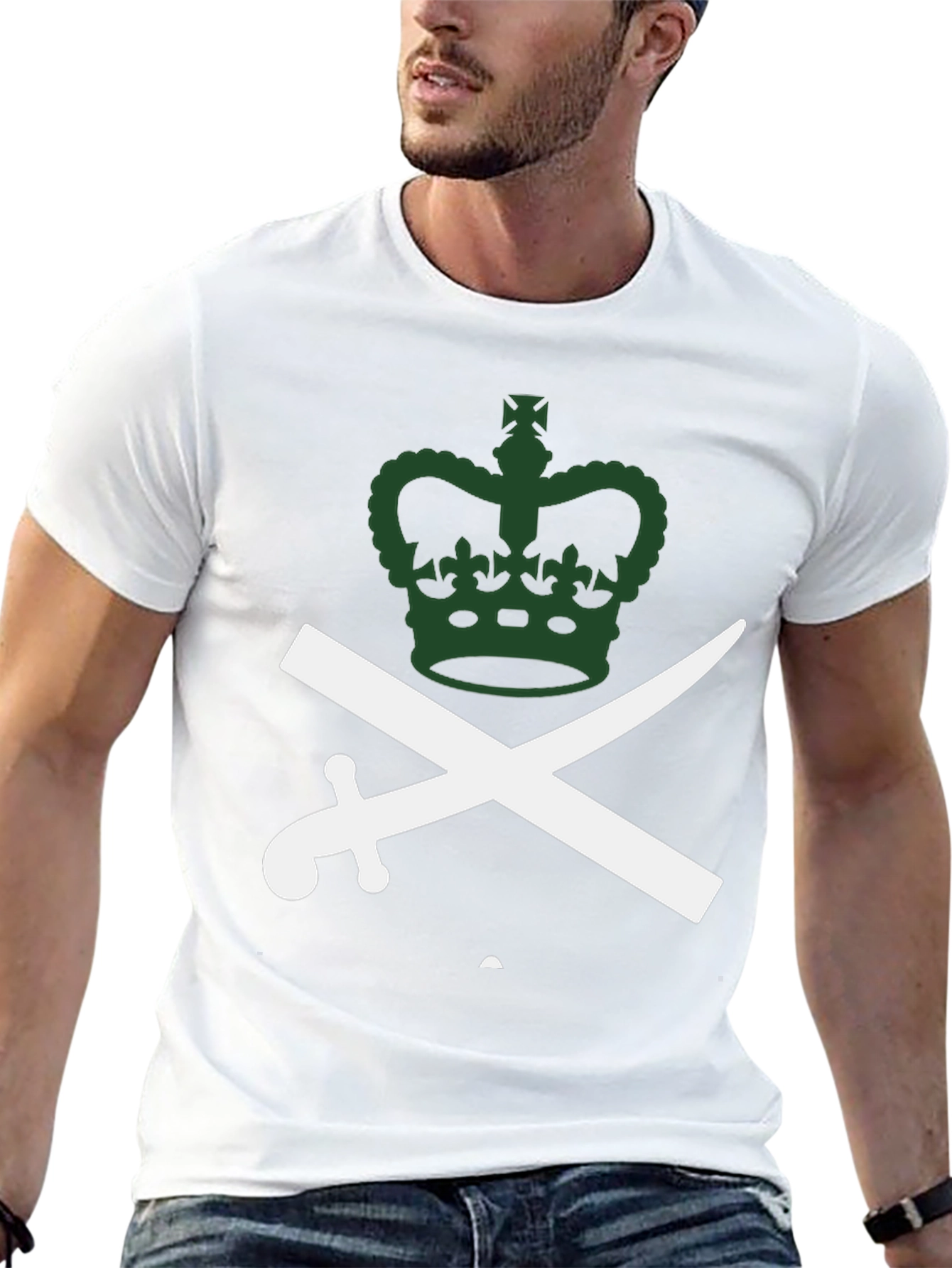Black Crown and Swords Graphic Tee - Black Cotton T-Shirt view 13