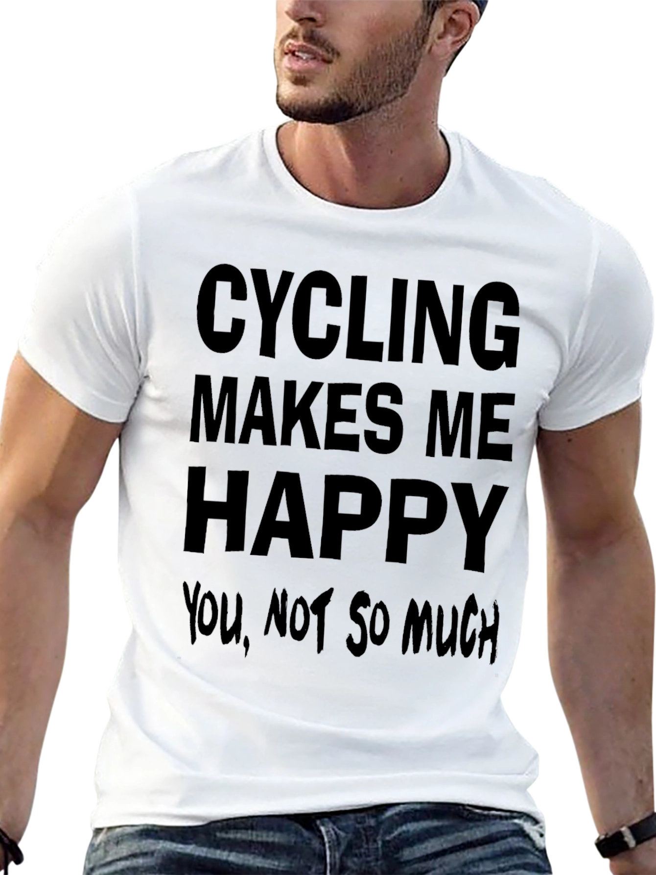 Black Cycling Makes Me Happy Black T-Shirt view 13