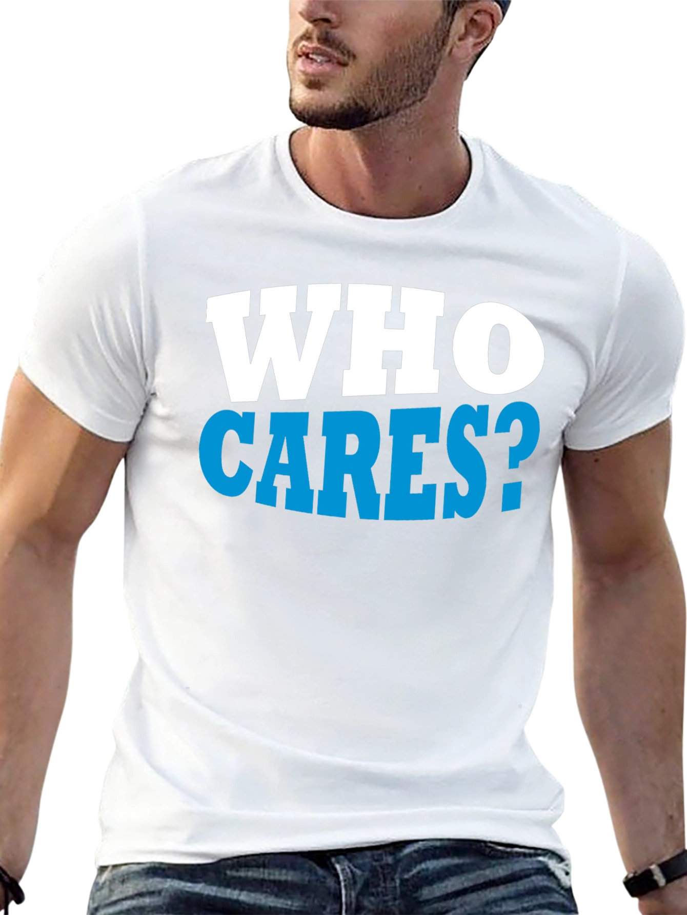 Black Who Cares? Graphic Print Black T-Shirt view 13