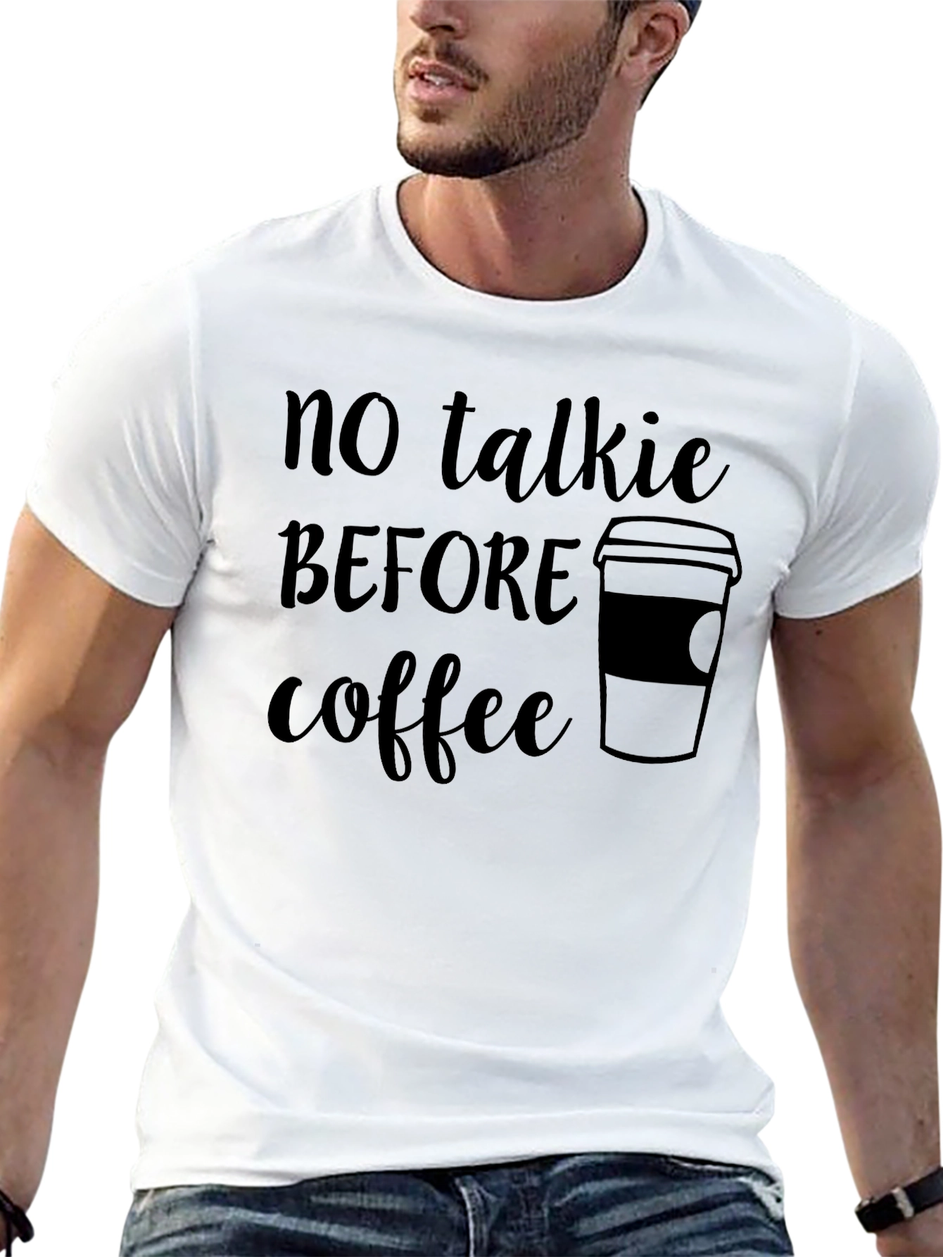 Black No Talkie Before Coffee T-Shirt - Black view 13