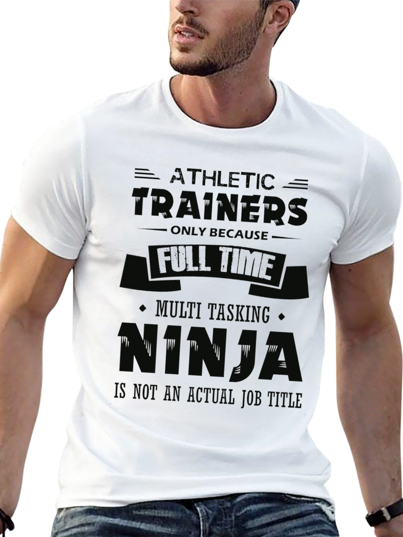 Black Athletic Trainer Ninja Black T-Shirt view 13