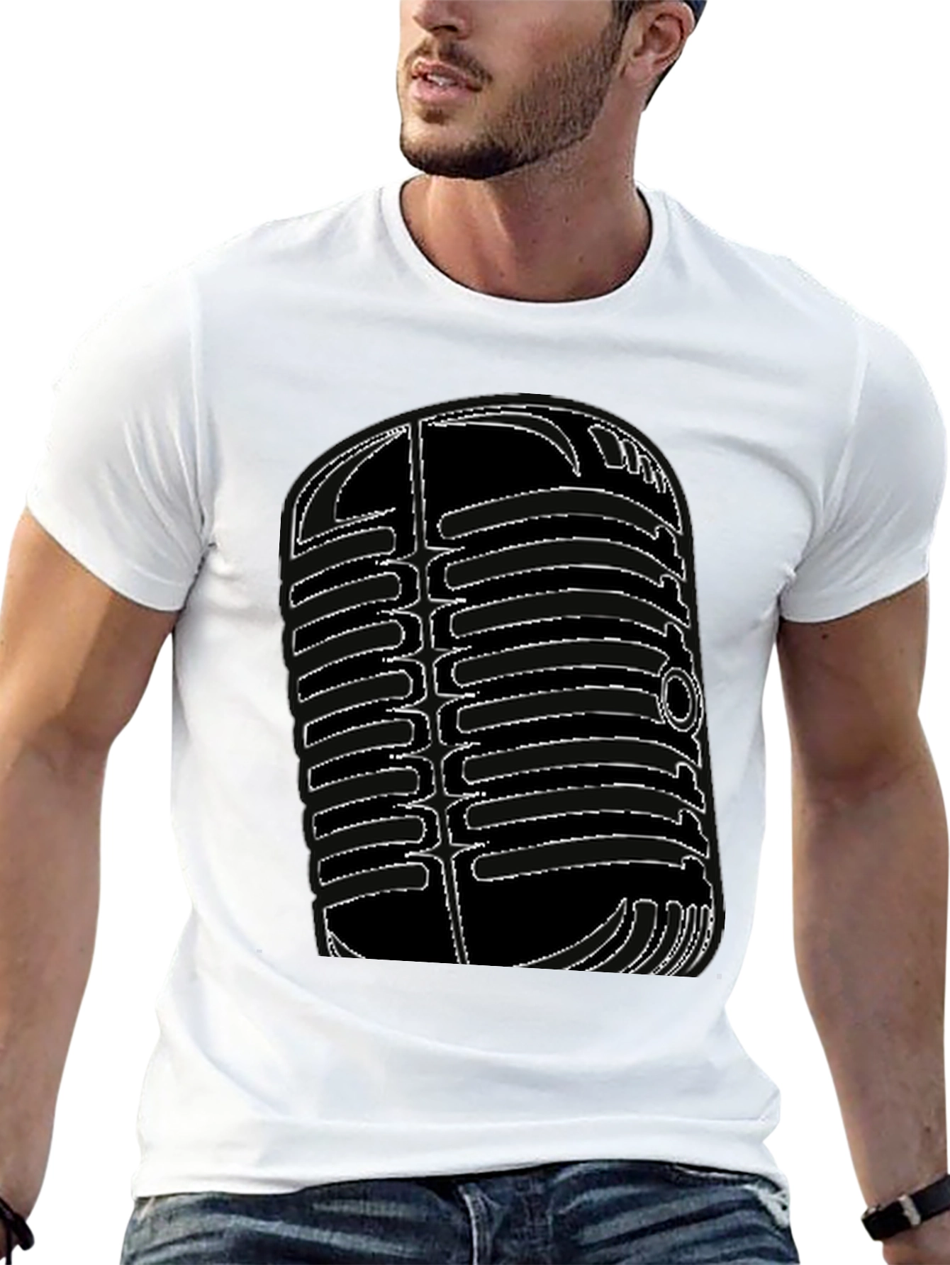 Black Vintage Microphone Graphic Tee - Classic Style view 13