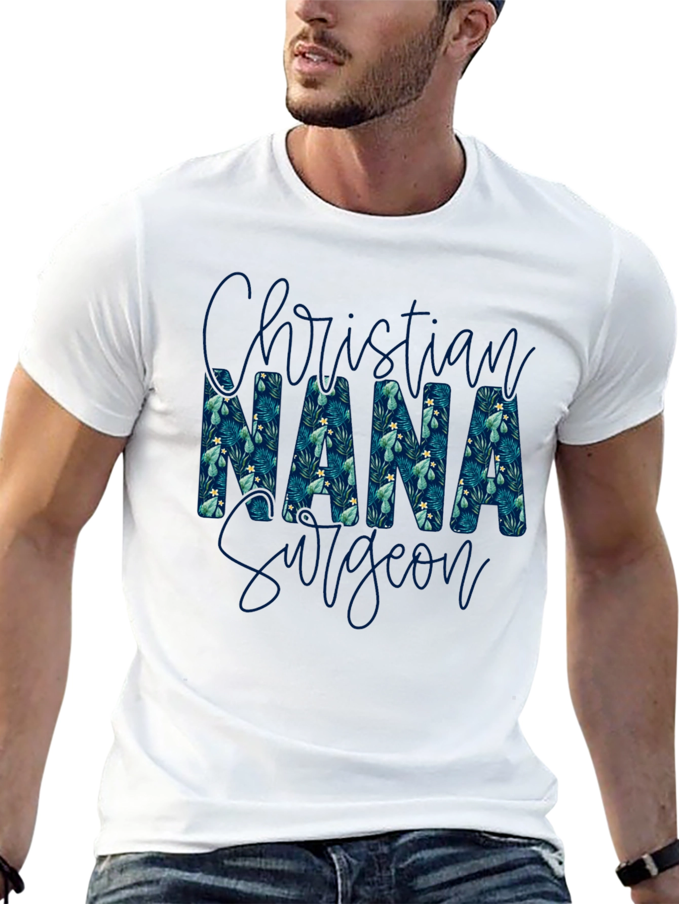 Black Christian Nana Surgeon T-Shirt - Floral Pattern view 13