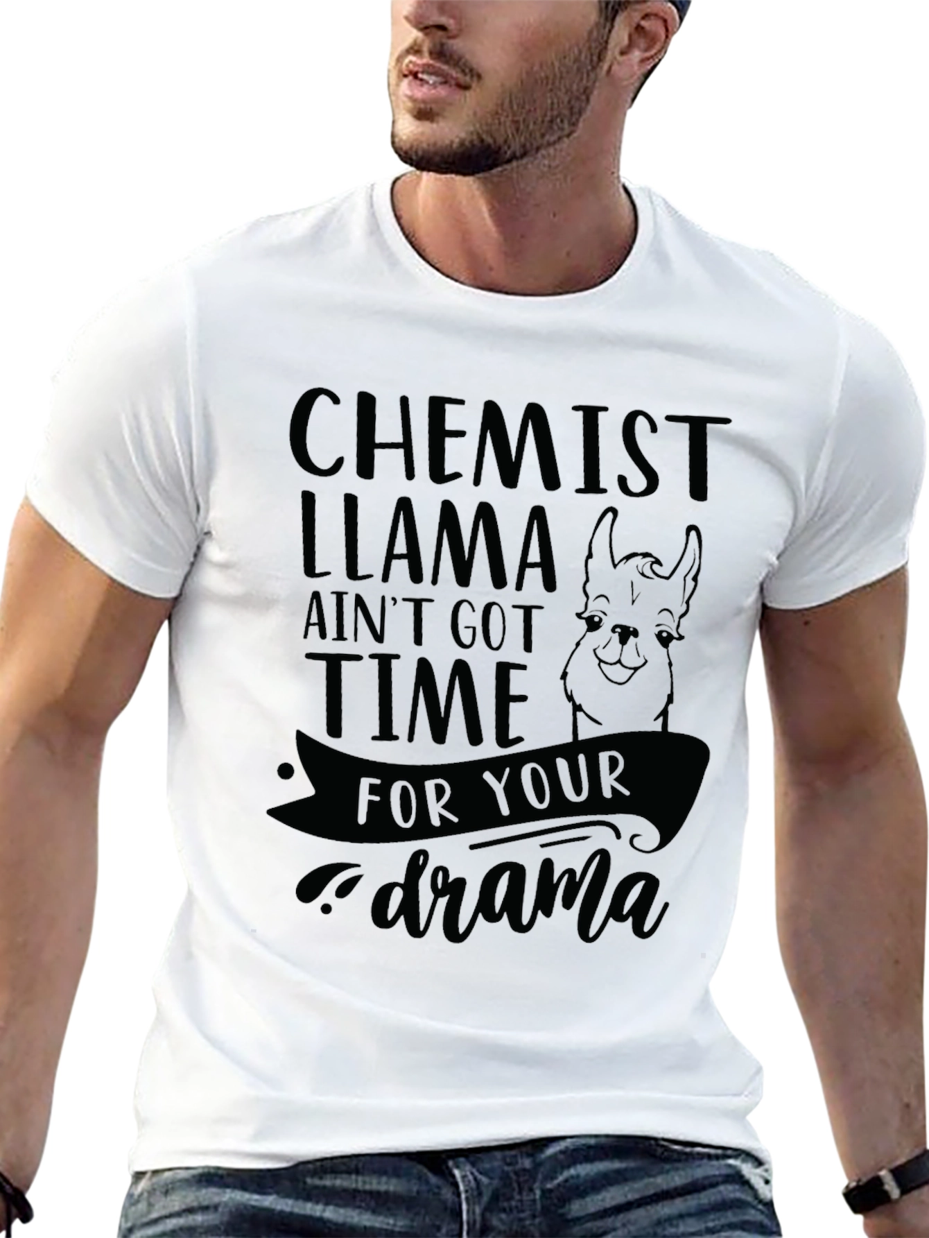Black Chemist Llama Drama T-Shirt - Novelty Graphic Tee view 13