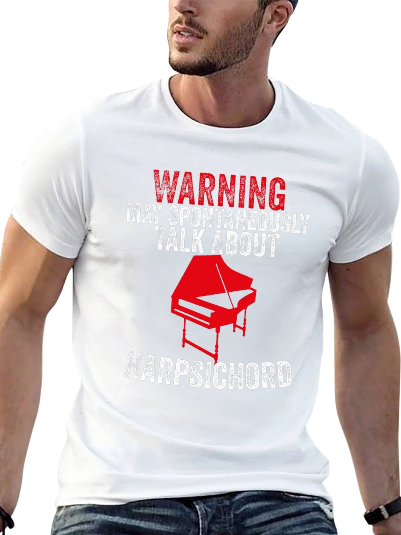 Black Warning Harpsichord Talk T-Shirt view 13