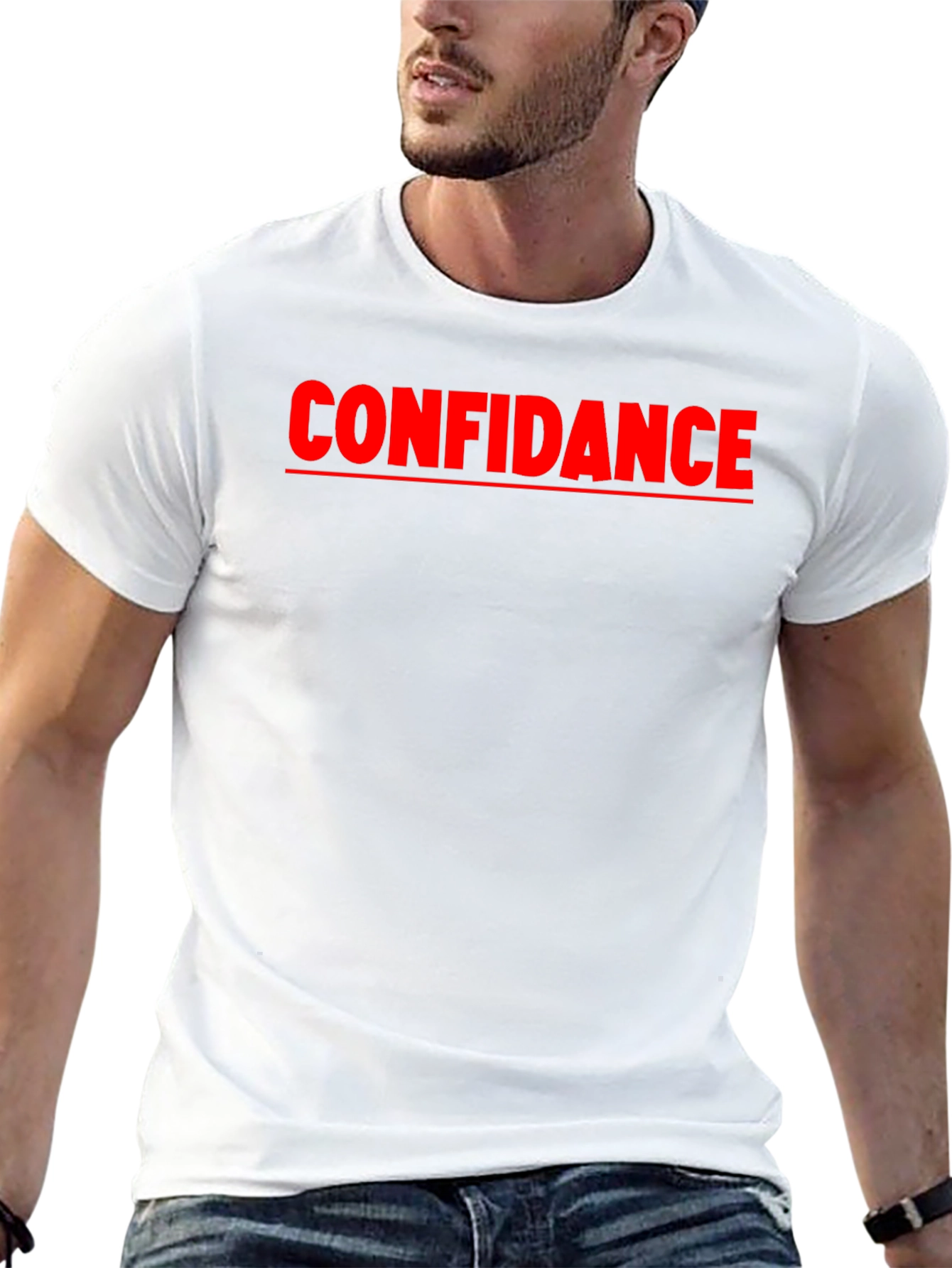 Confidance Black T-Shirt - Bold Red Text - 13