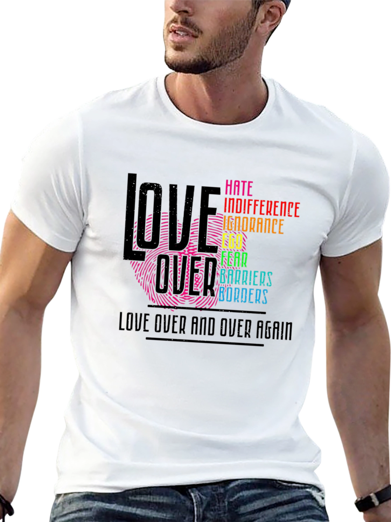 Black Love Over Hate Graphic T-Shirt view 13