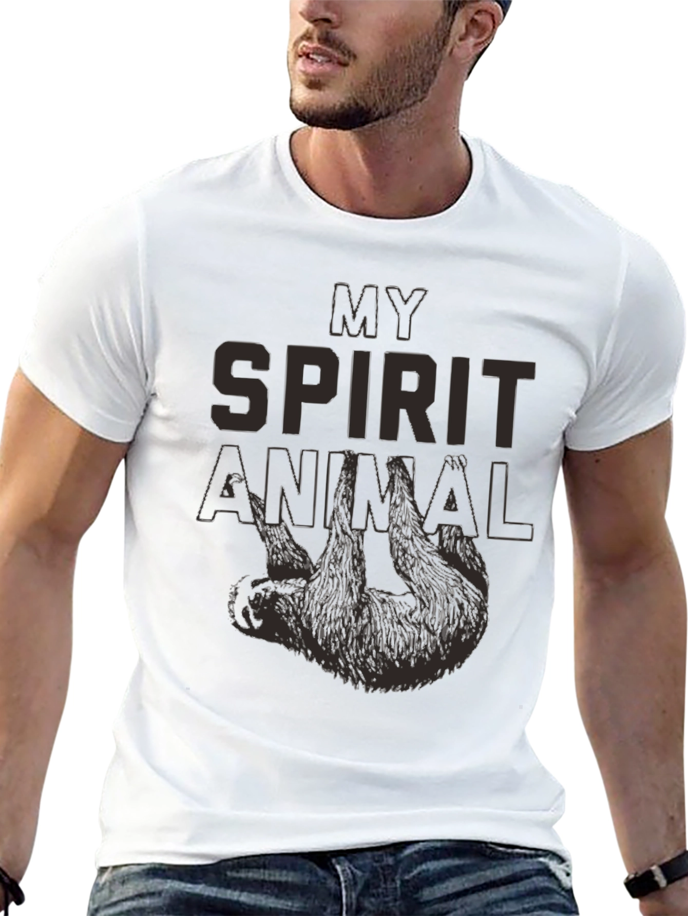 Black My Spirit Animal Sloth Graphic T-Shirt - Relaxed Fit view 13