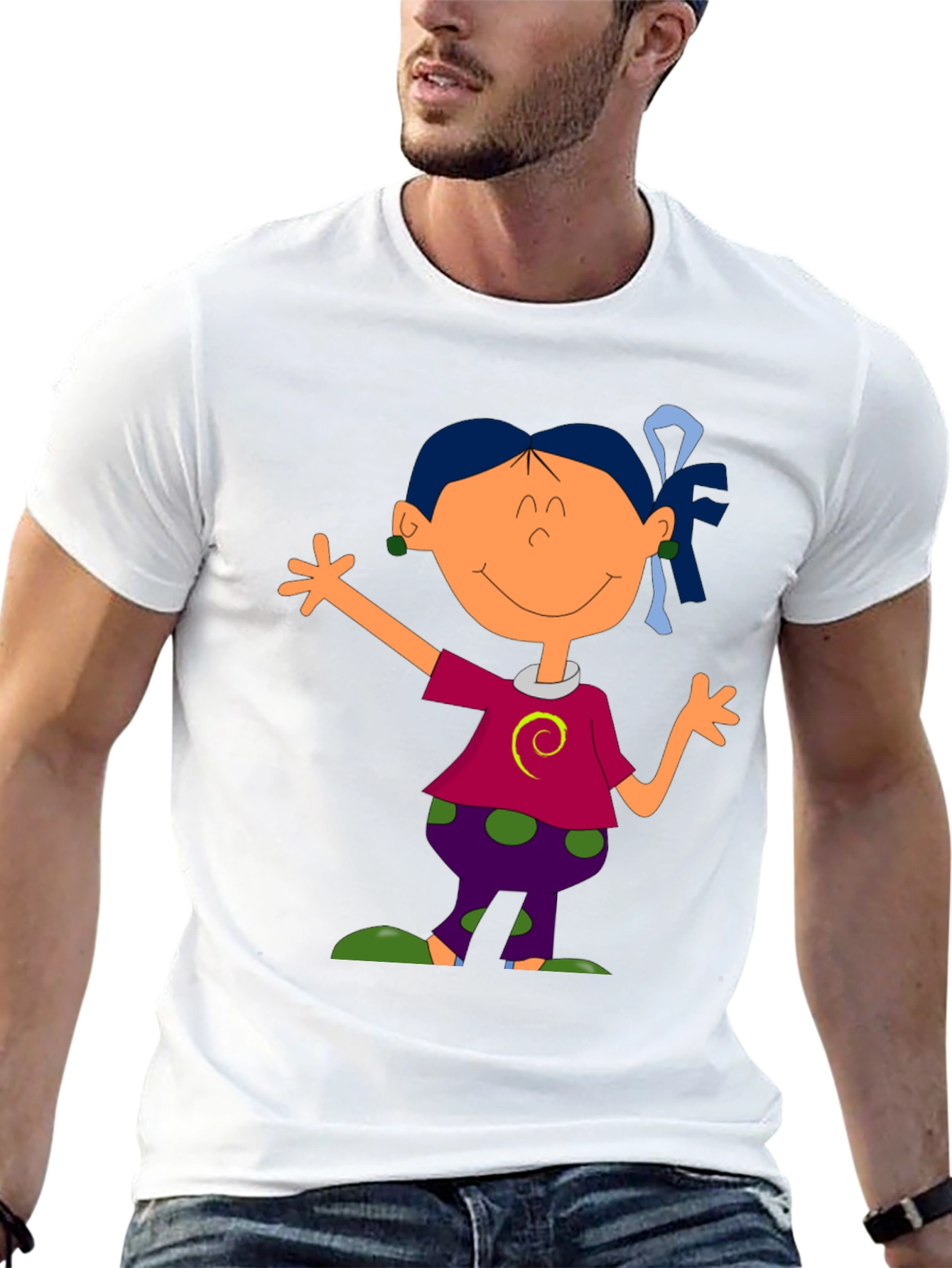 Black Cartoon Girl Graphic Tee - Black T-Shirt view 13