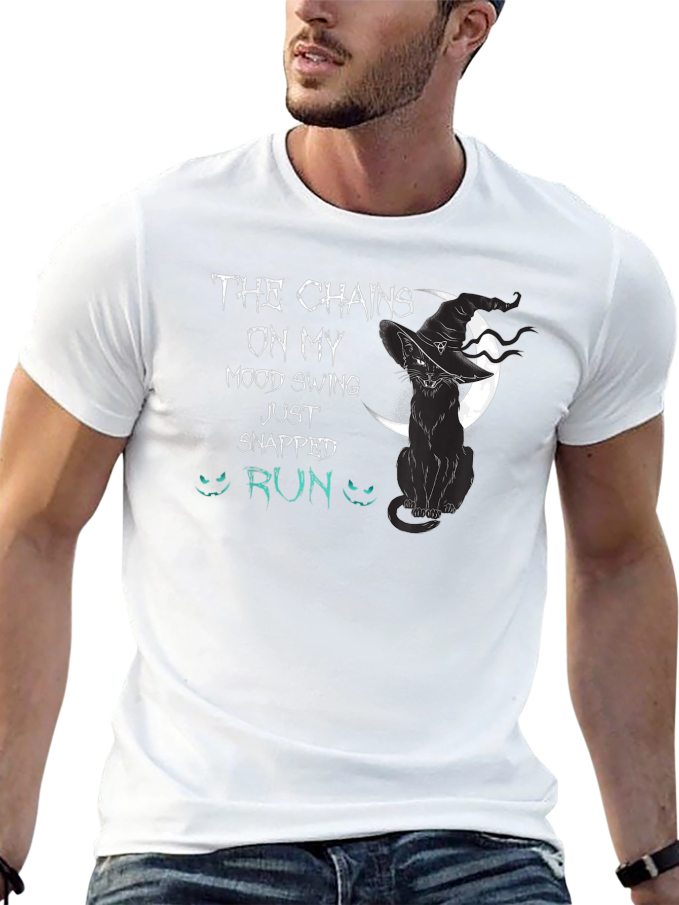 Black Chains on My Mood Swing Black Cat T-Shirt view 13