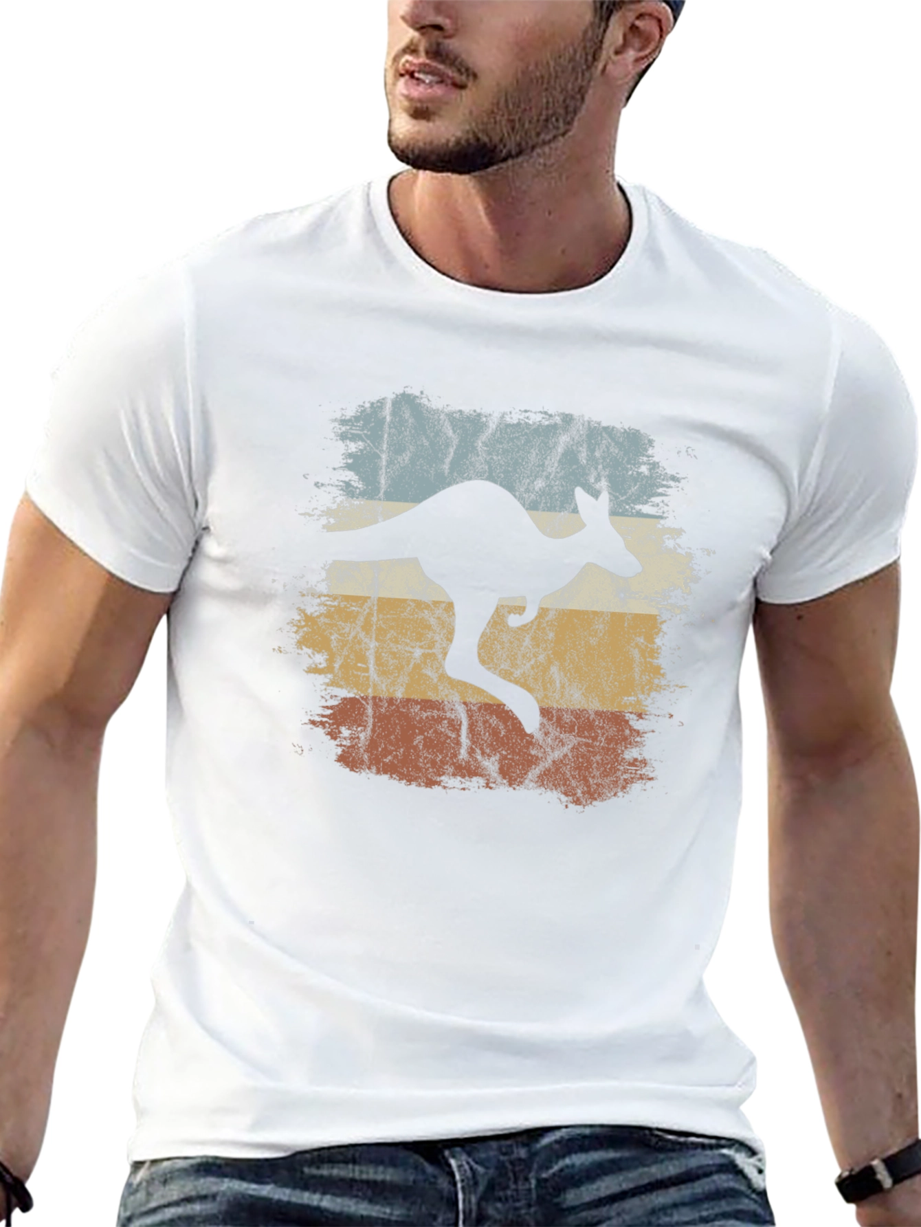 Black Retro Kangaroo Graphic T-Shirt - Vintage Style Tee view 13