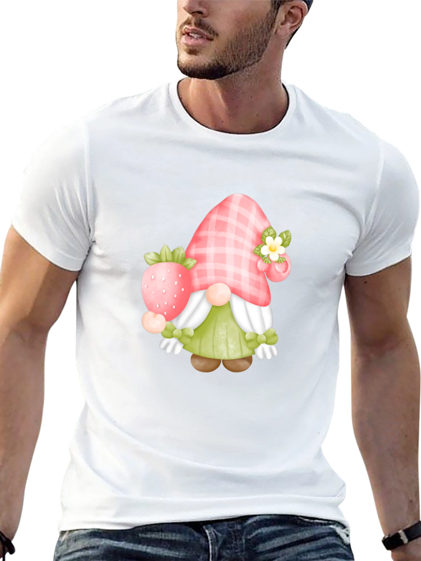 Black Strawberry Gnome Graphic Tee view 13