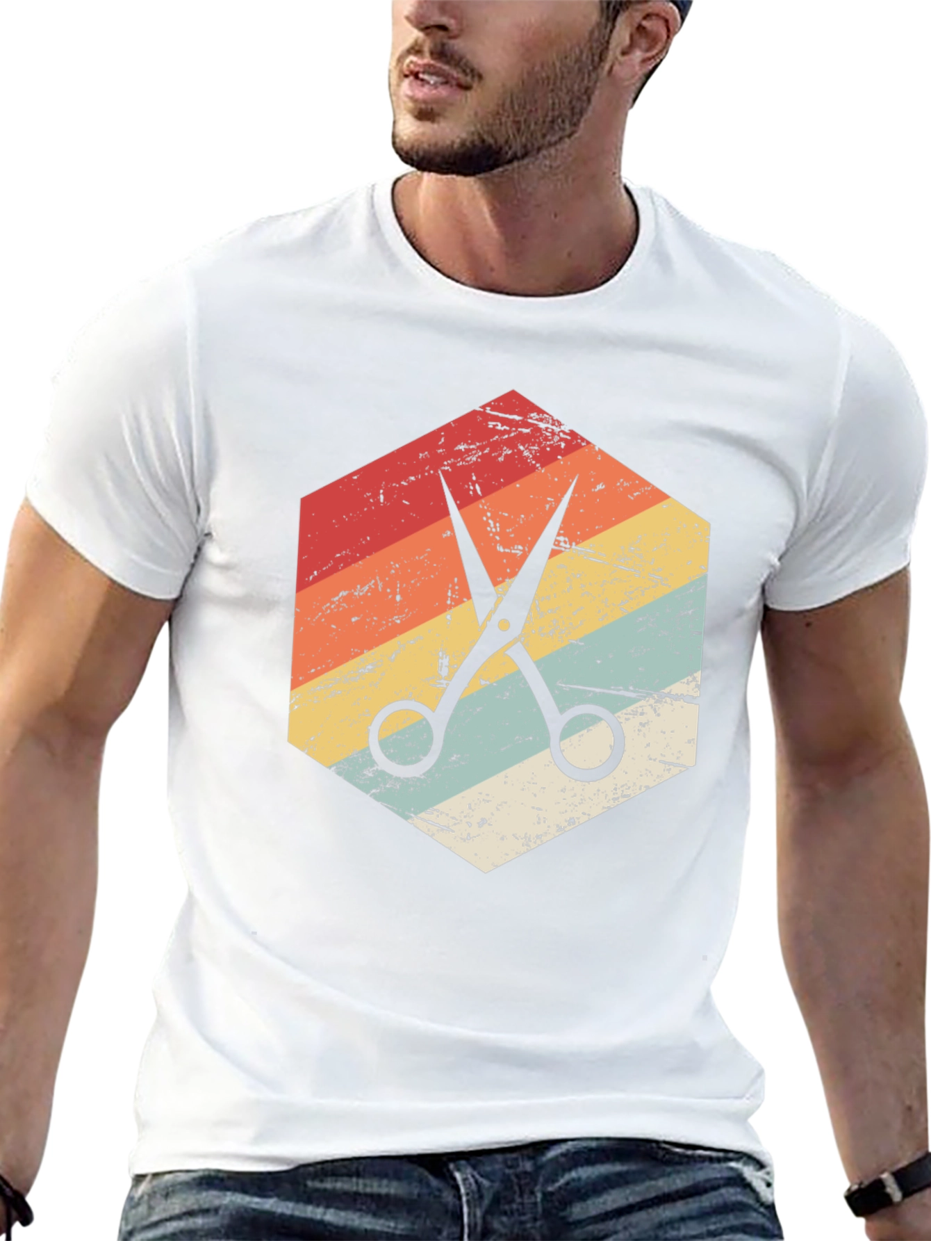 Black Retro Barber Scissors Graphic Tee view 13