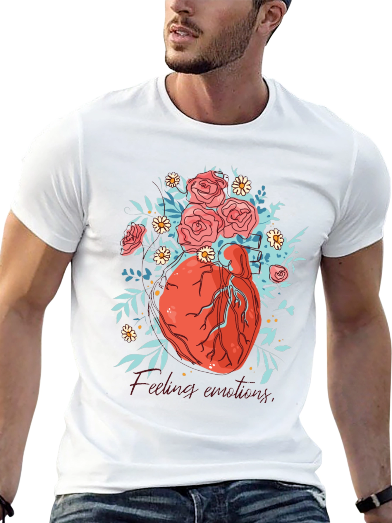 Black Floral Heart Graphic Tee - Express Your Emotions! view 13