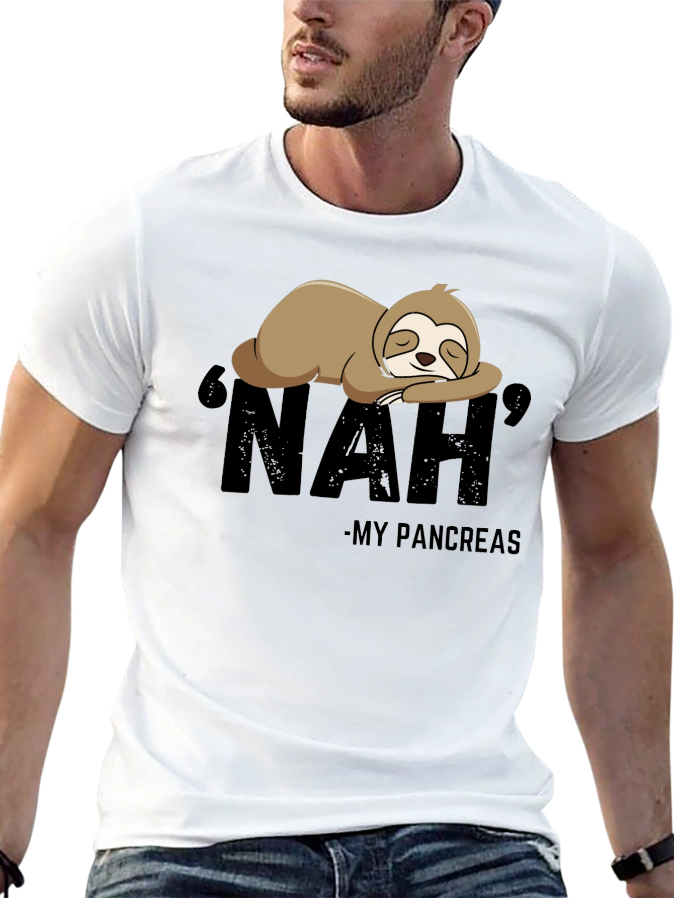 Black Nah, My Pancreas Sloth T-Shirt view 13
