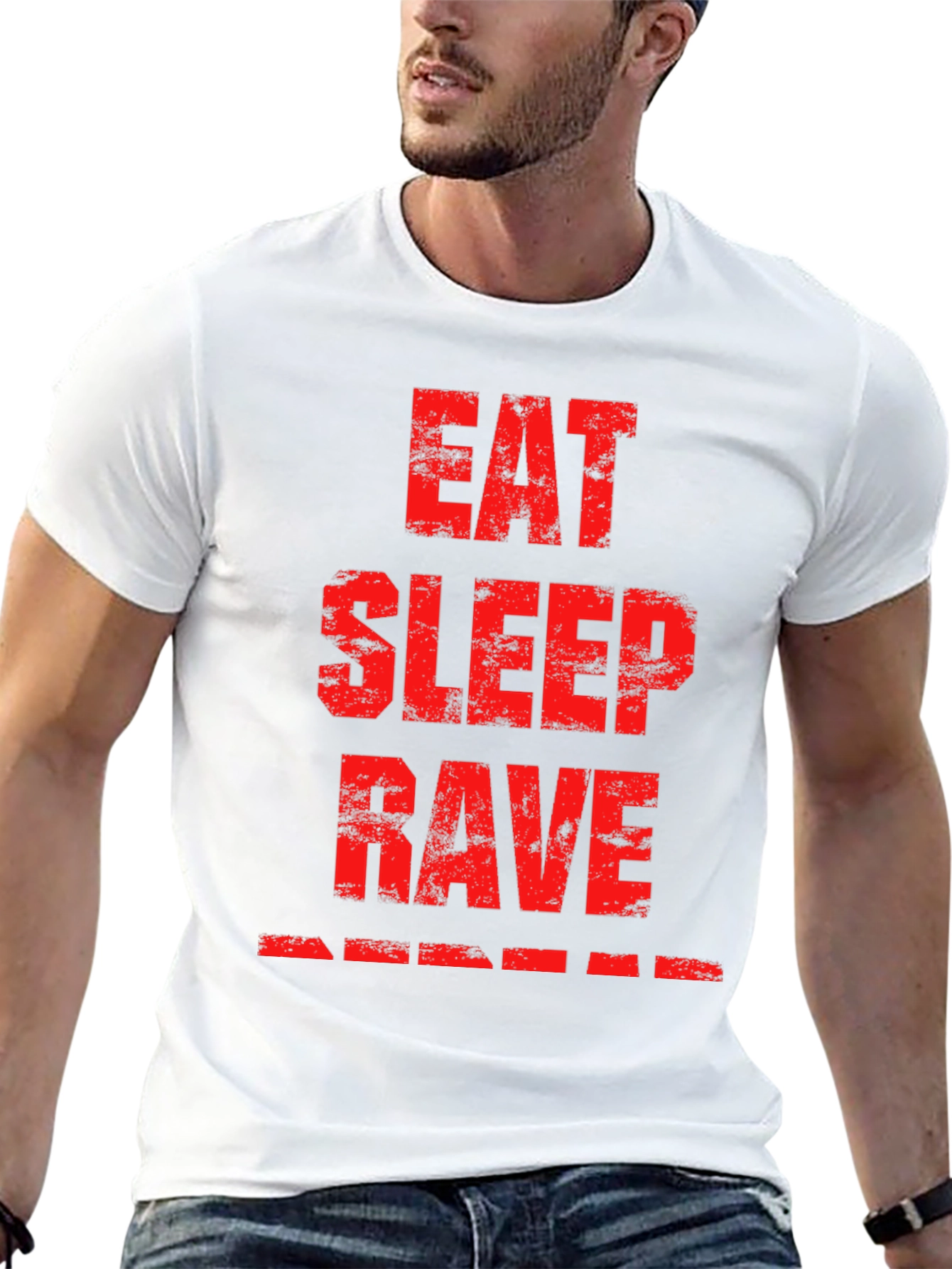 Black Eat Sleep Rave Black Graphic T-Shirt view 13