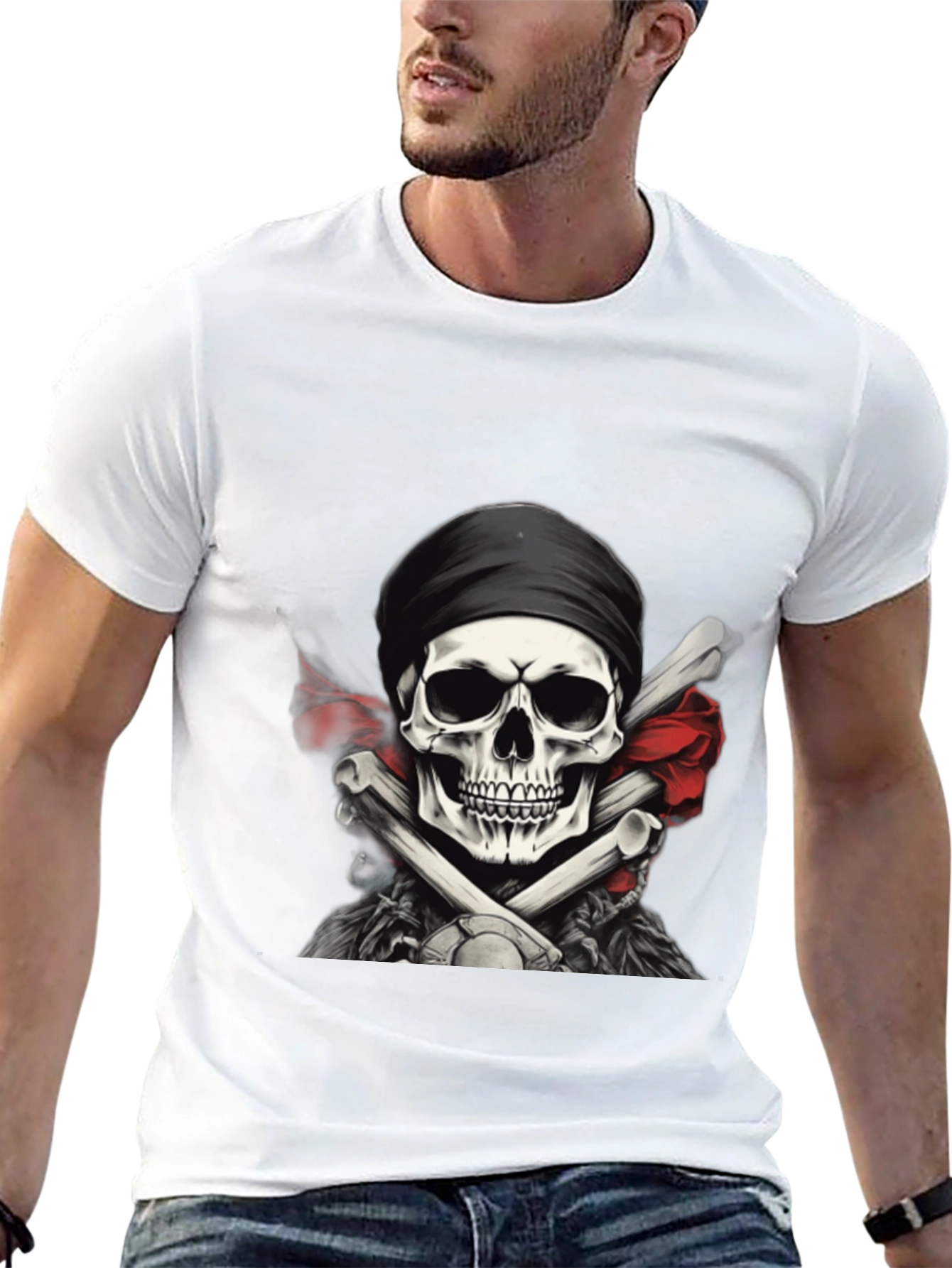 Black Skull & Crossbones Graphic T-Shirt view 13