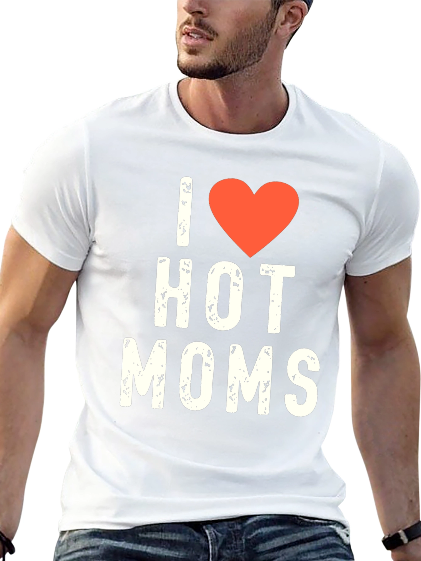 Black I Heart Hot Moms Graphic Tee - Novelty T-Shirt view 13