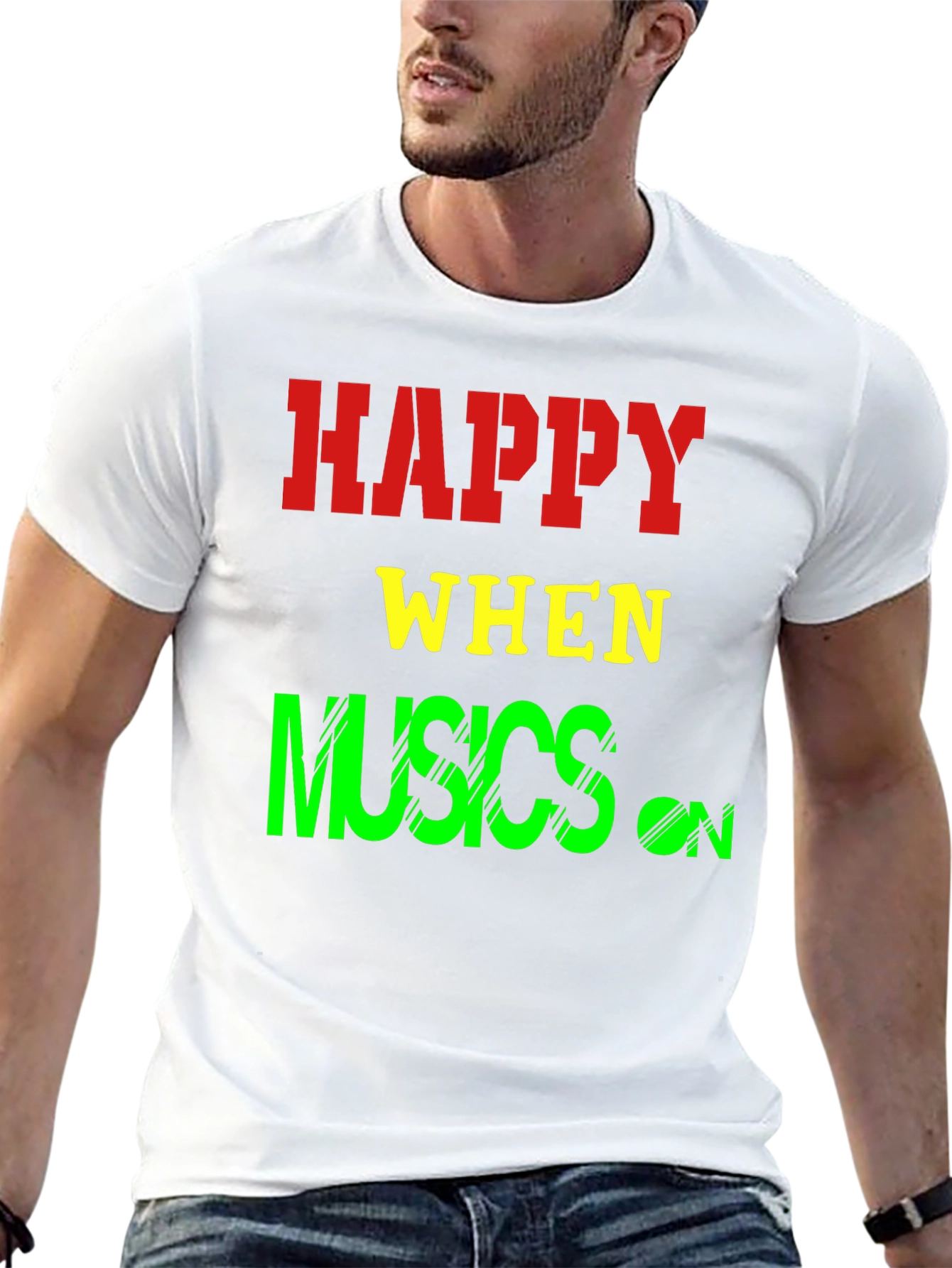 Black Happy When Musics On T-Shirt view 13