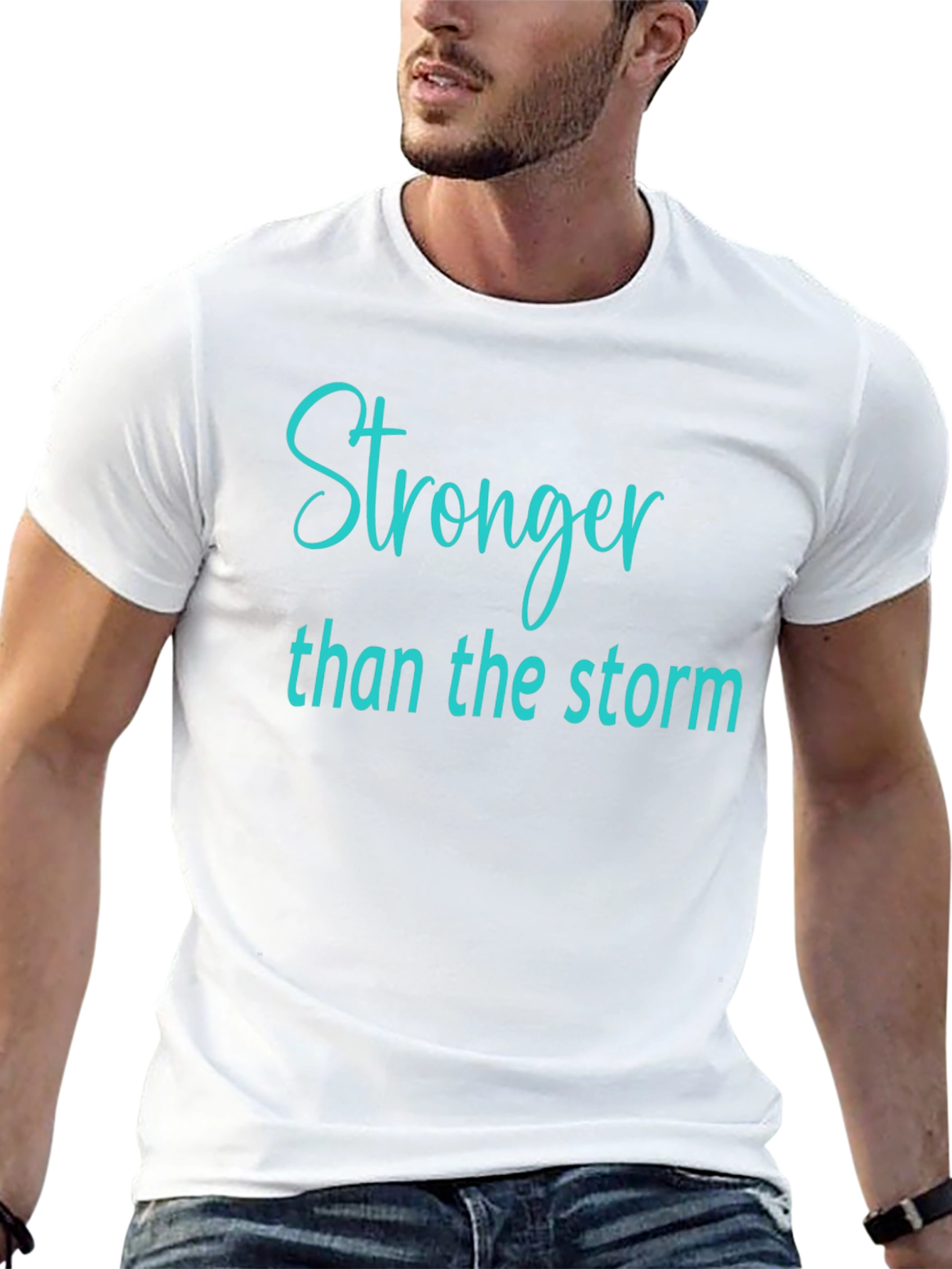 Black Stronger Than The Storm Black T-Shirt view 13