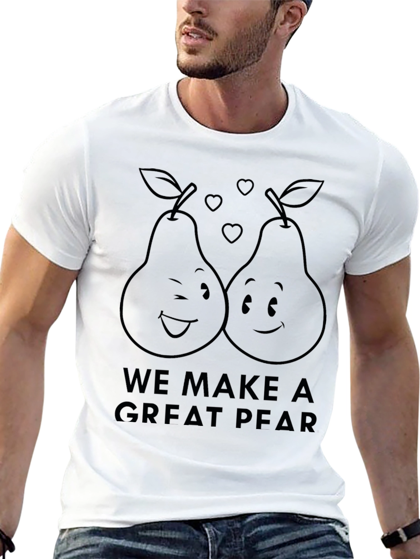 Black Great Pear Pun T-Shirt - Cute Couple Tee view 13