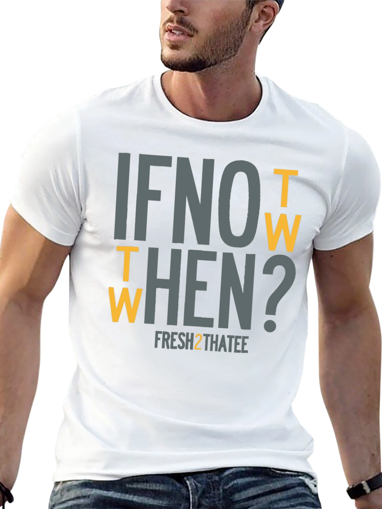 Black If Not Now Then When? Graphic T-Shirt view 13
