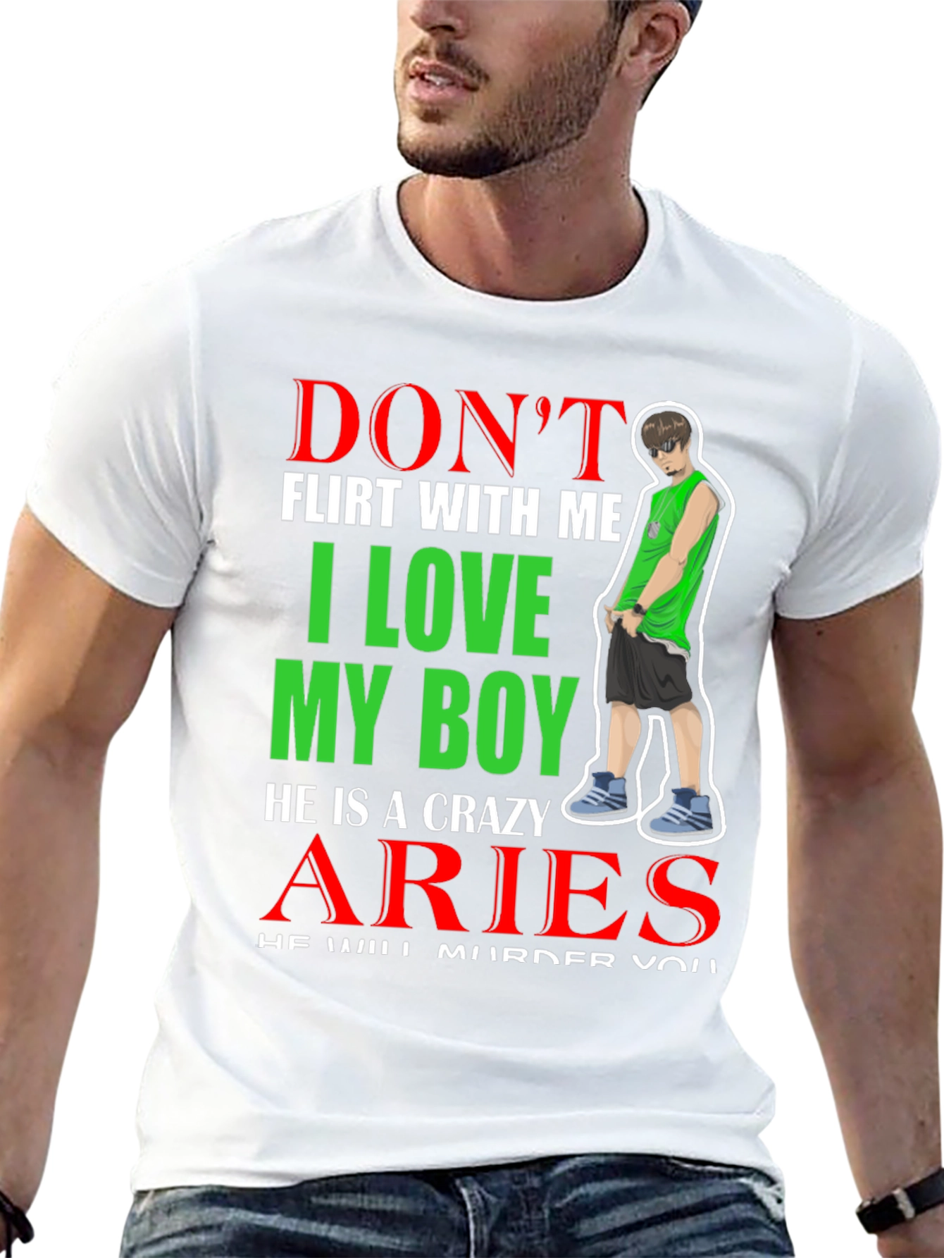 Black Don't Flirt Aries Boy T-Shirt view 13