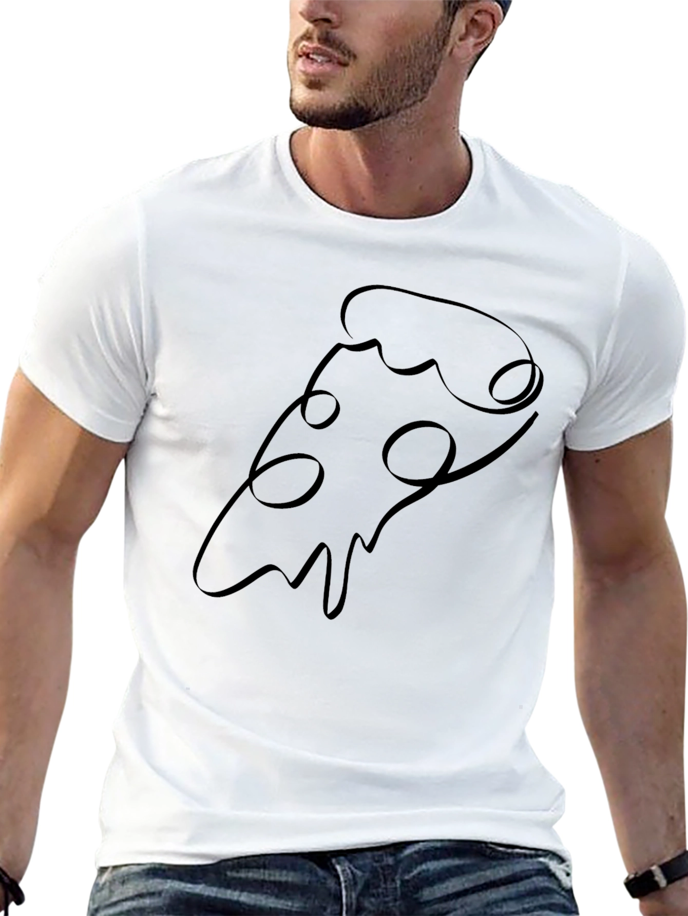 Black Pizza Slice Graphic Tee - Minimalist Style view 13