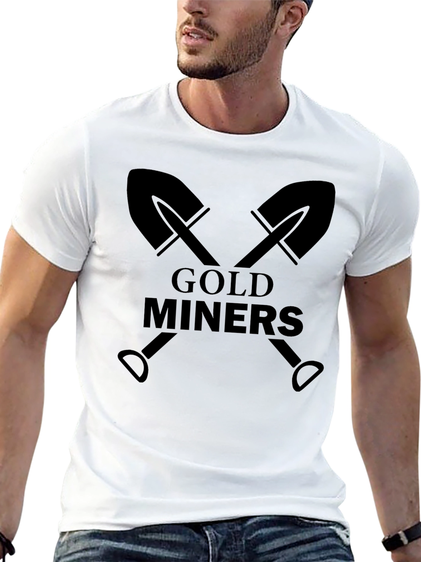 Black Gold Miners Crossed Shovels Graphic T-Shirt view 13