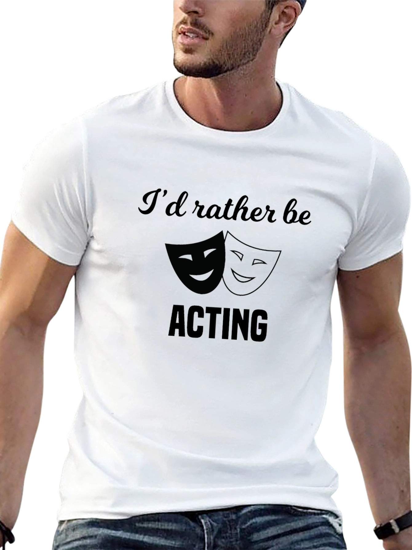 Black Actor's Tee: "I'd Rather Be Acting" - Black T-Shirt view 13