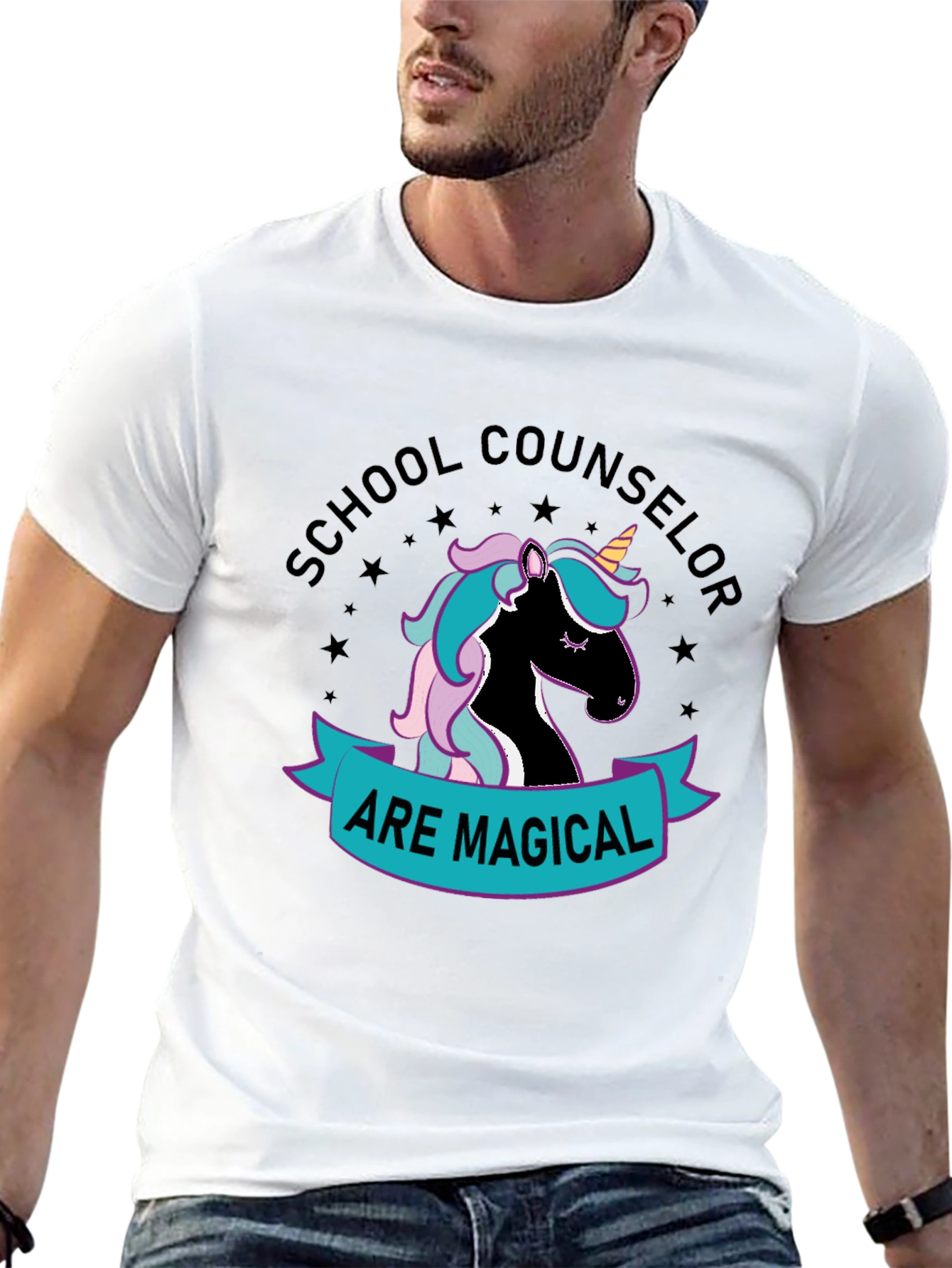 Black School Counselor Unicorn T-Shirt view 13