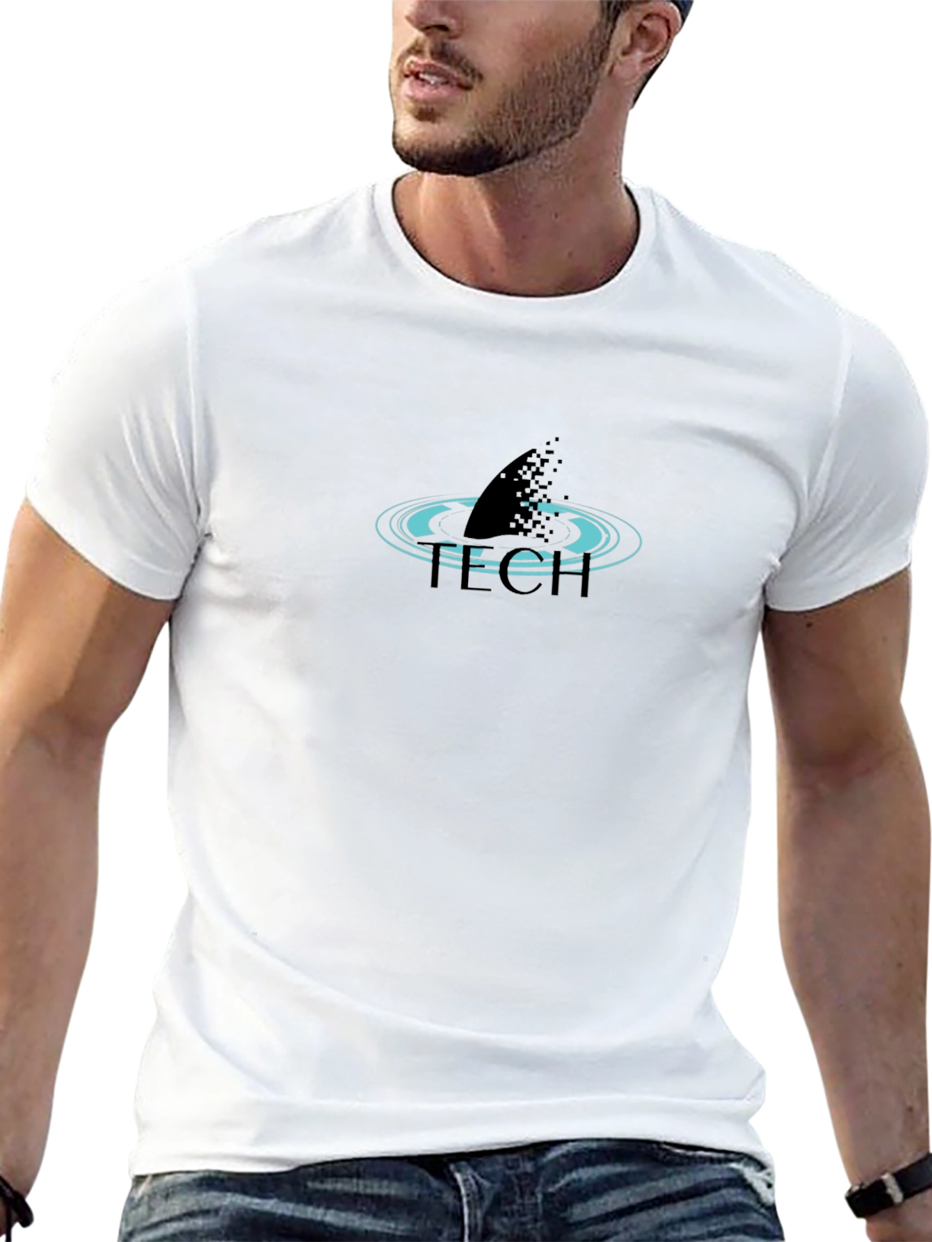 Black Tech Shark Black T-Shirt view 13