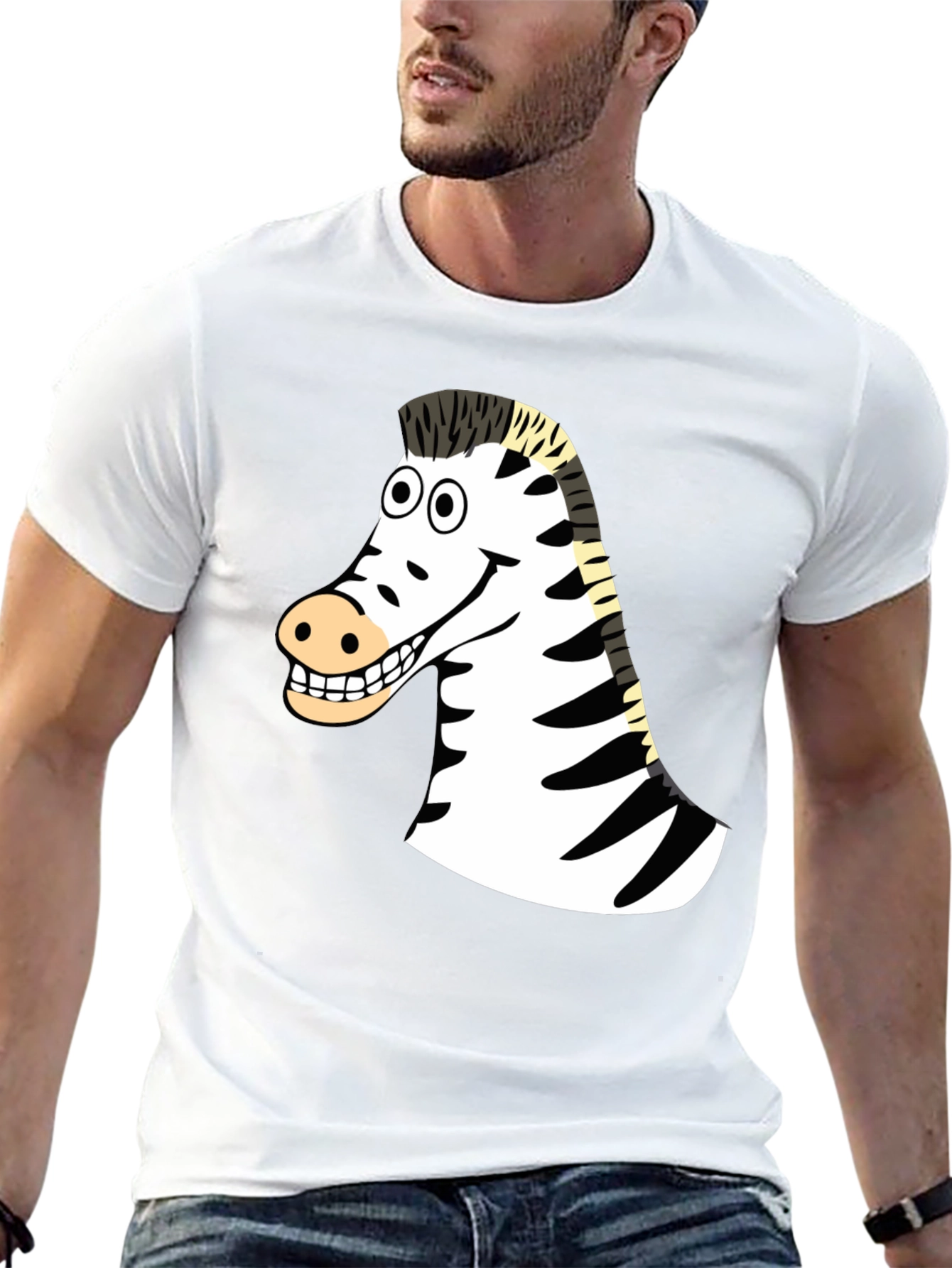 Black Zebra Cartoon Graphic T-Shirt view 13