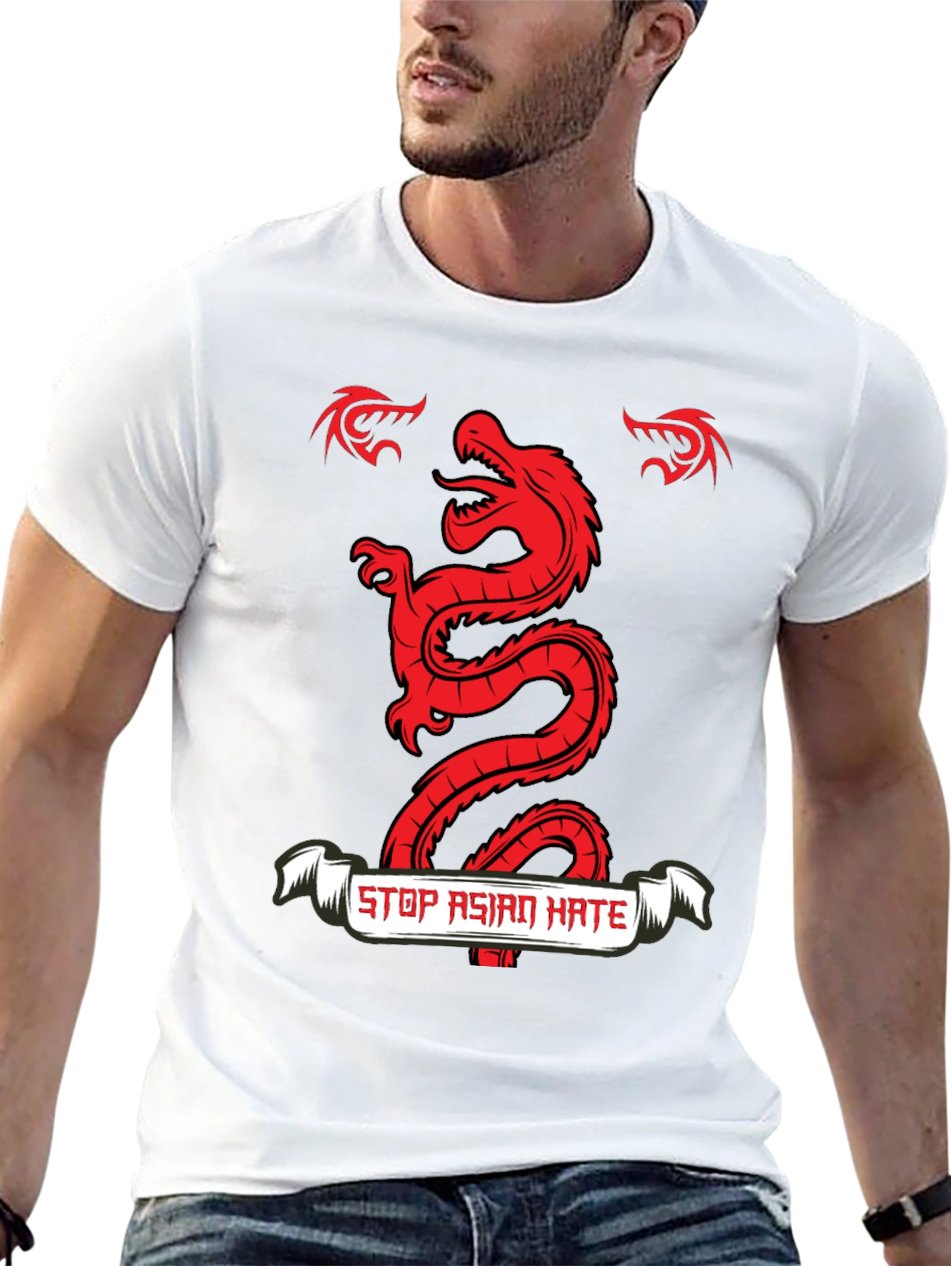 Black Stop Asian Hate Dragon Graphic Tee view 13