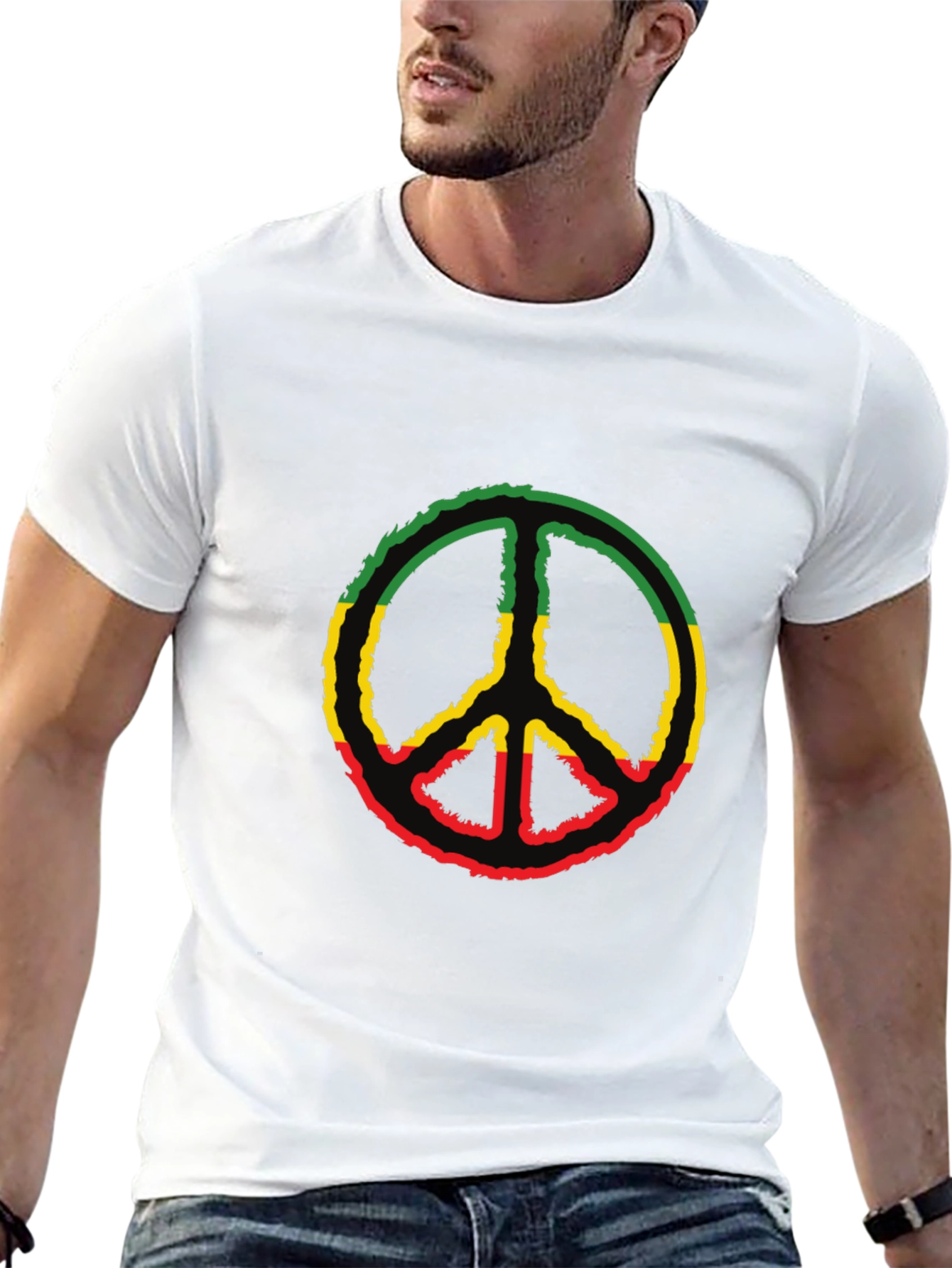Black Peace Sign Rasta T-Shirt view 13