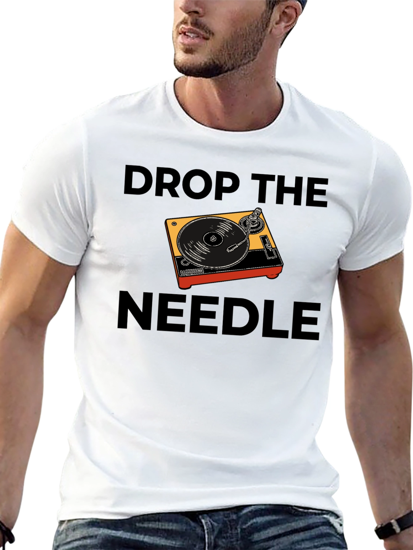 Black Drop the Needle Turntable Graphic T-Shirt view 13