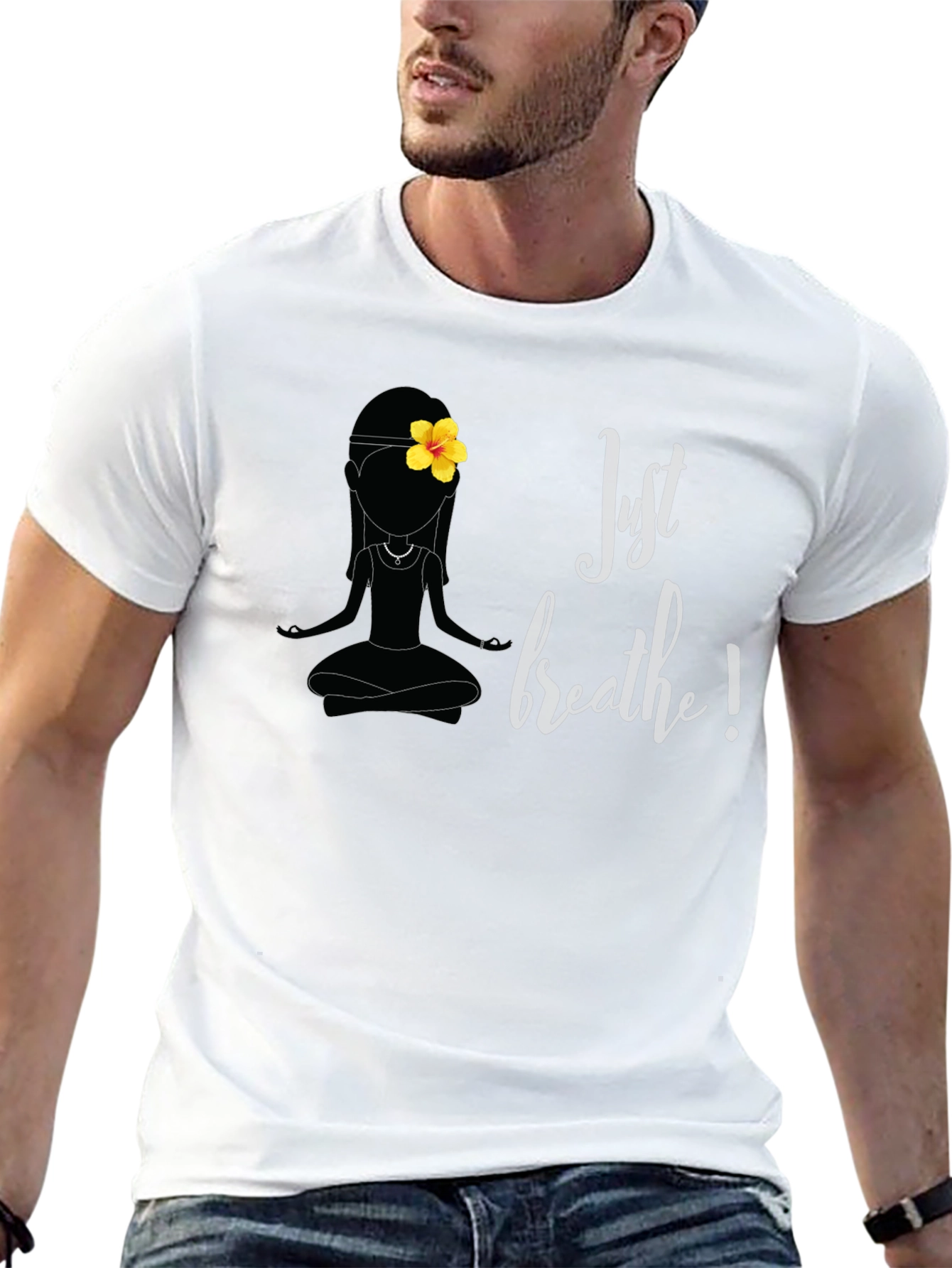 Black Just Breathe Yoga T-Shirt - Relaxed Fit view 13