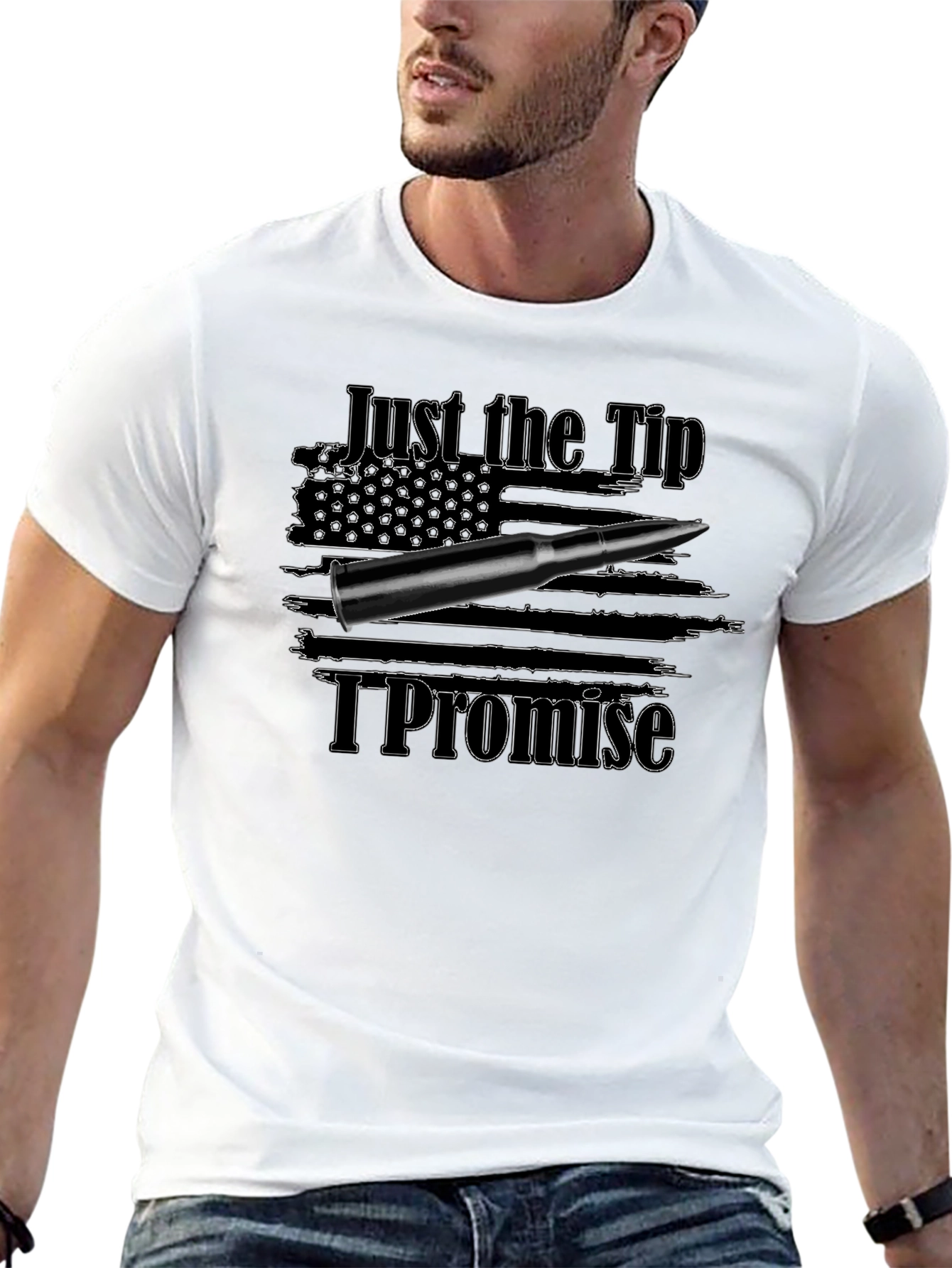 Black Just the Tip I Promise Funny Graphic Tee view 13