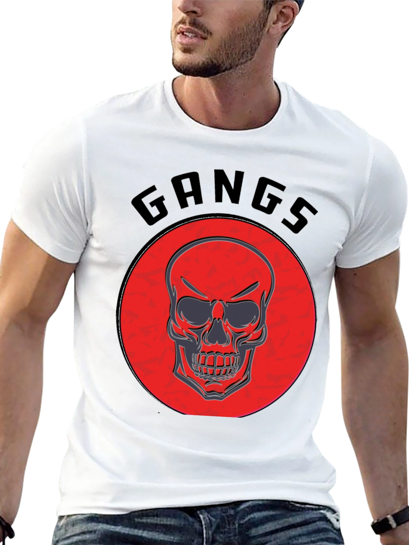 Black Gangs Skull Graphic T-Shirt view 13