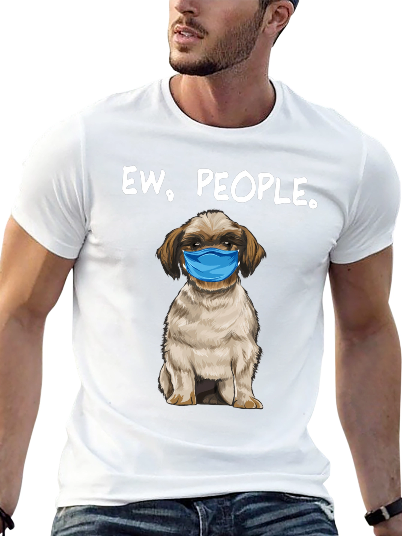 Black Ew, People. Funny Dog Face Mask Graphic T-Shirt view 13