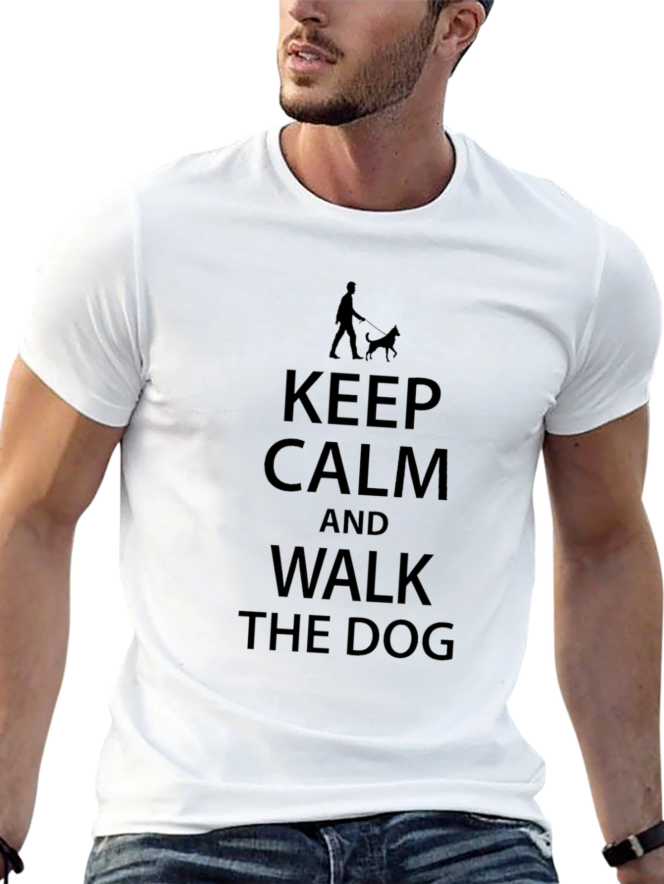 Black Keep Calm and Walk the Dog T-Shirt - Black view 13